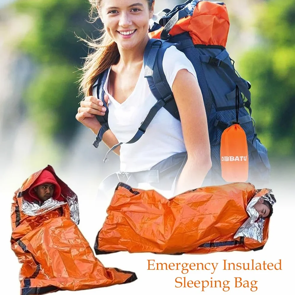 2pcs Sacco a Pelo d'Emergenza Termico Impermeabile Leggero per Campeggio Trekking