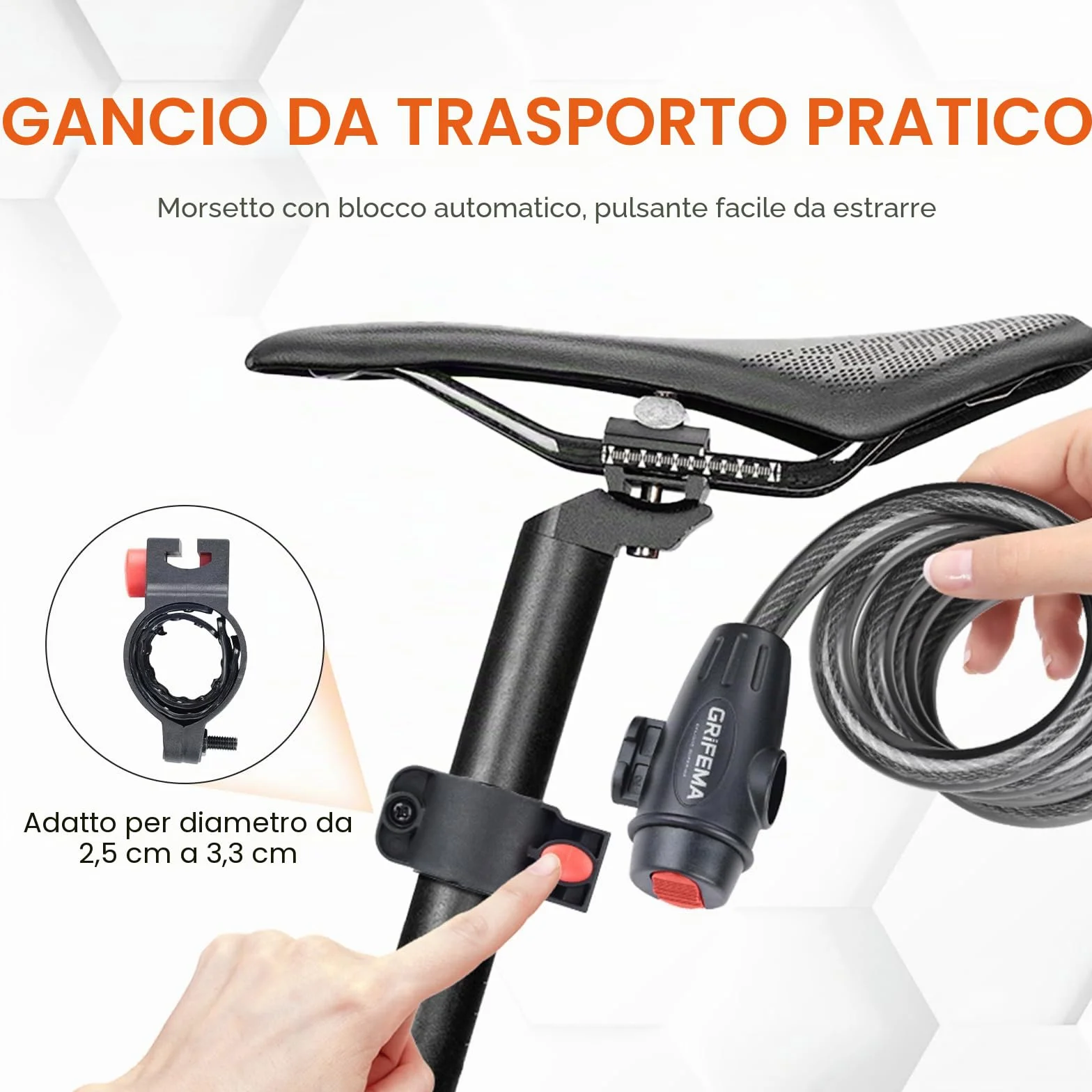 GRIFEMA GA1204-12 Lucchetto per bicicletta con 2 chiavi, nero