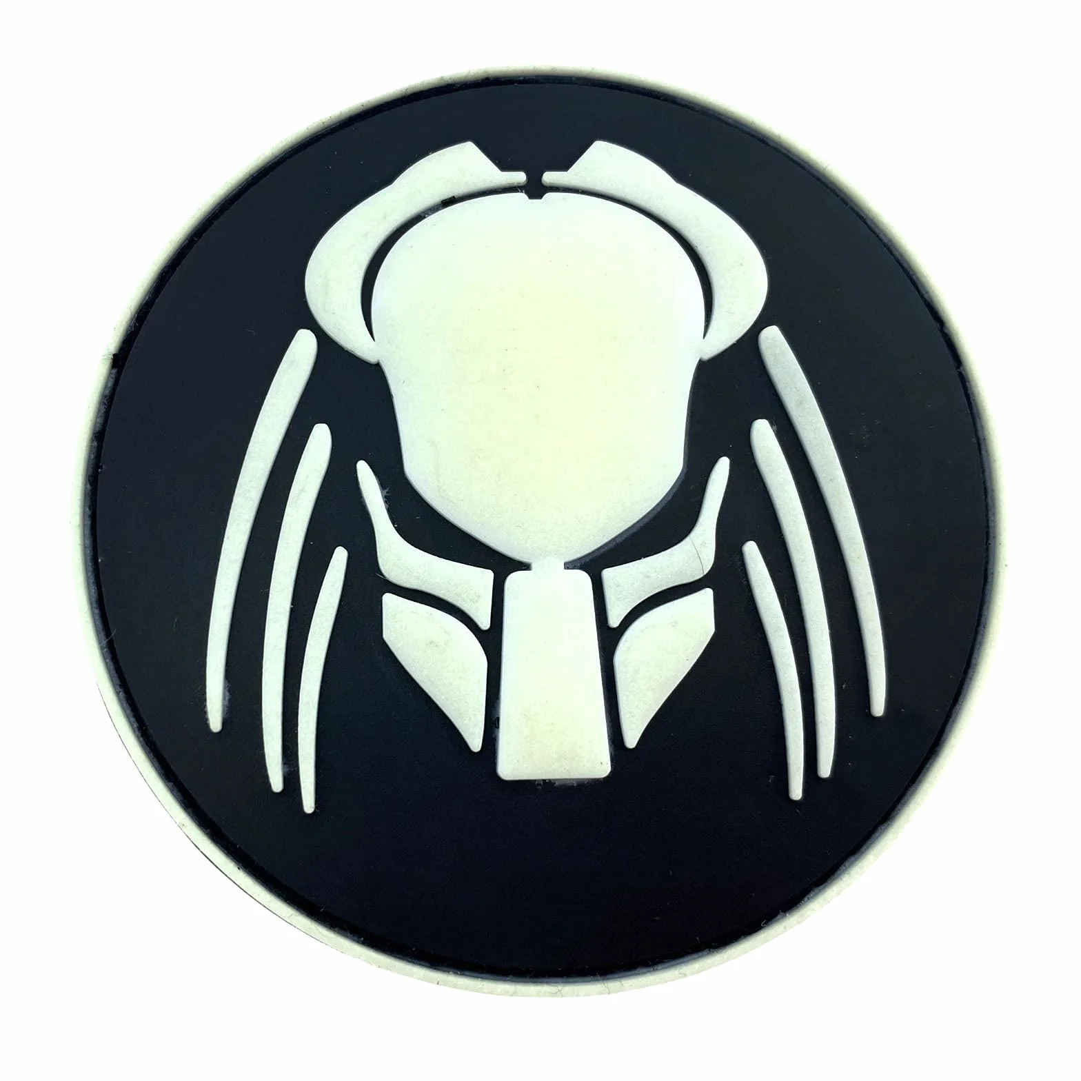 Patch Nation Toppa rotonda in PVC per airsoft, paintball, cosplay, fan (nero che si illumina al buio)