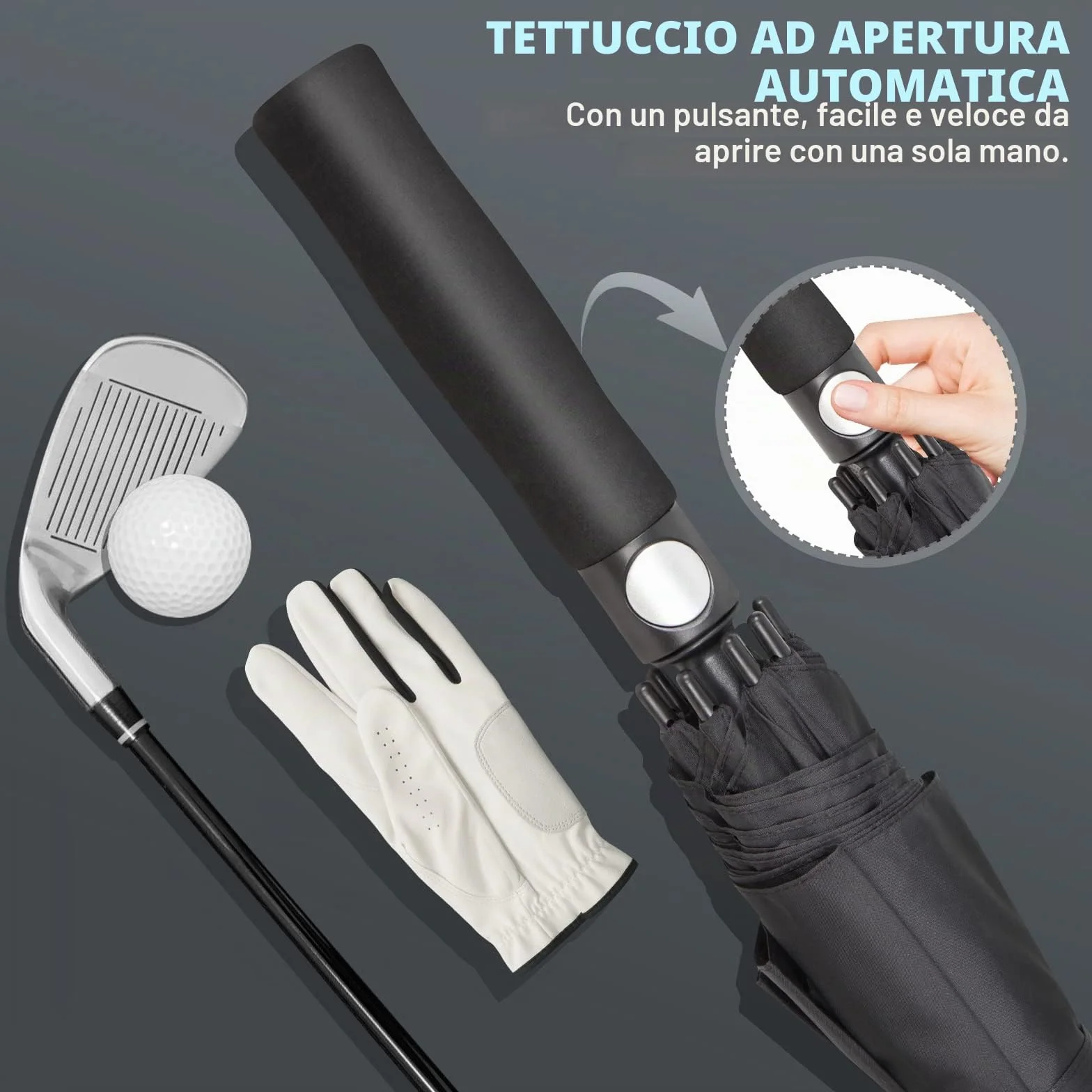 ZOMAKE Ombrello da Golf Grande 130/137/157/172cm - Automatico Ombrelli Pioggia Grandi Resistente Antivento Con Doppio Baldacchino - Extra Large Umbrella Per Uomo Donna
