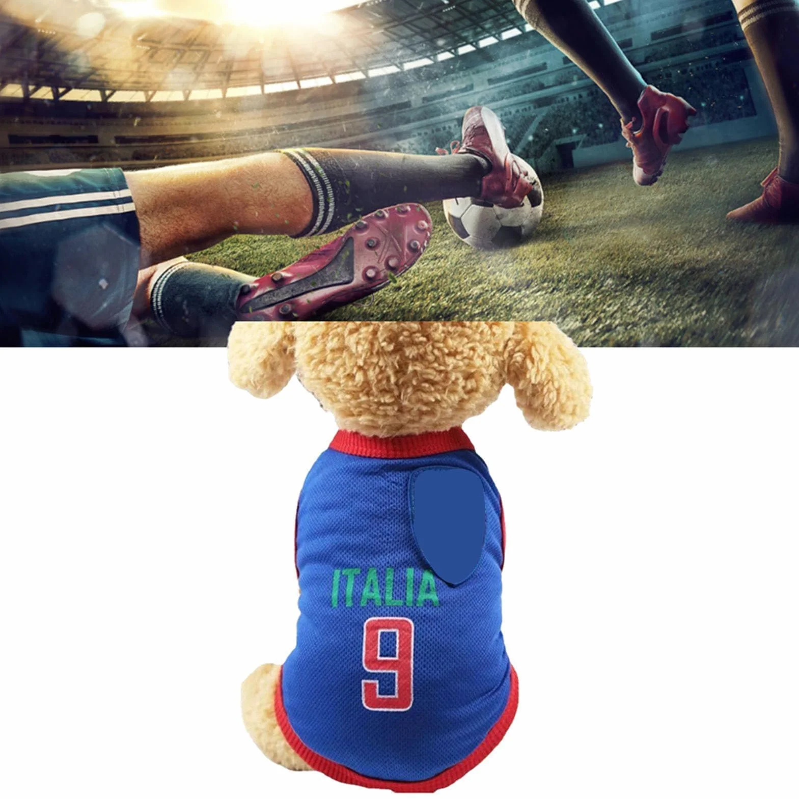Maglia da Calcio per Cani Piccoli, Medi e Grandi (XL-Blu) - Gilet Sportivo Nazionale