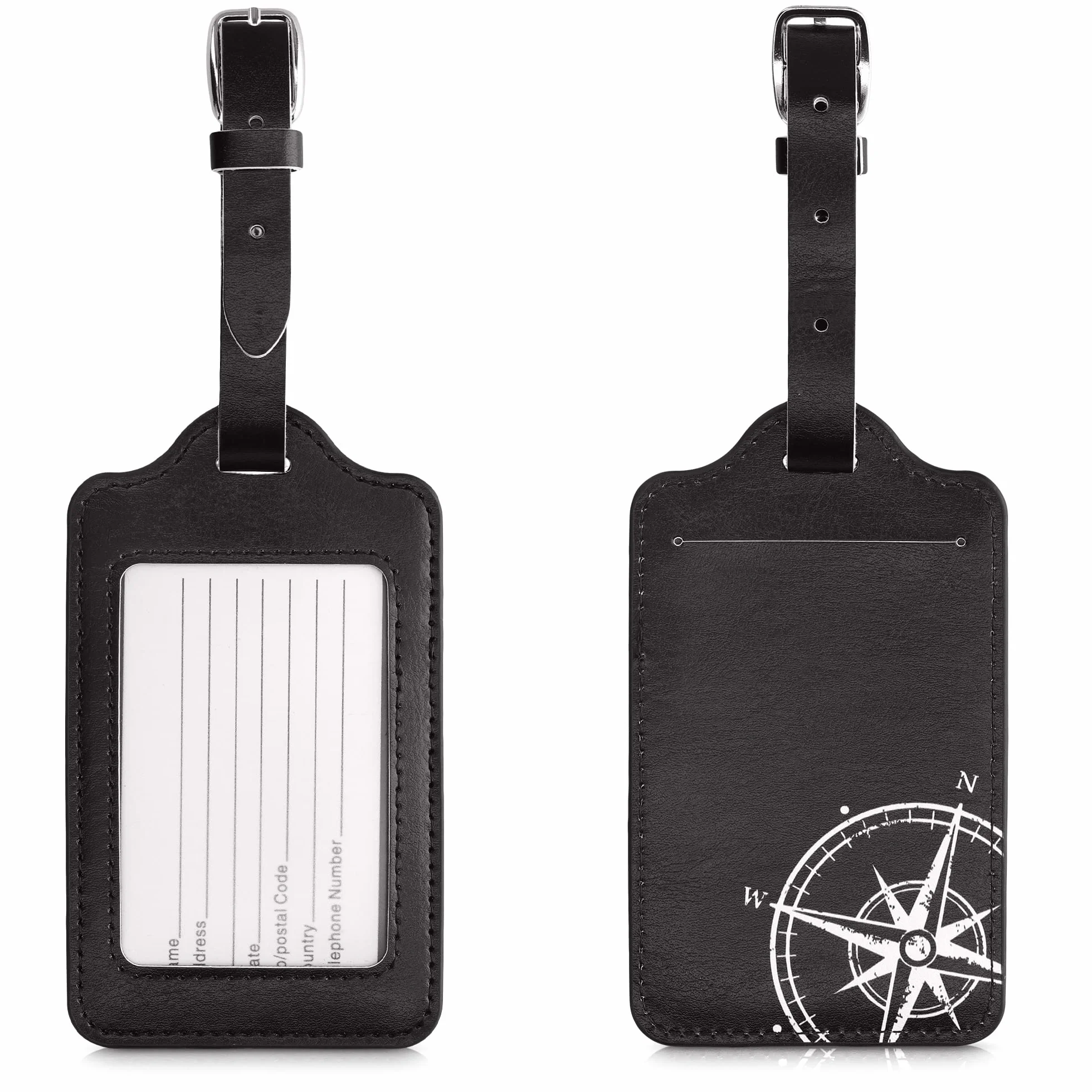 kwmobile Set 2X Targhetta Bagaglio a Mano - Etichetta Valigia Stiva - Accessorio da Viaggio in Similpelle