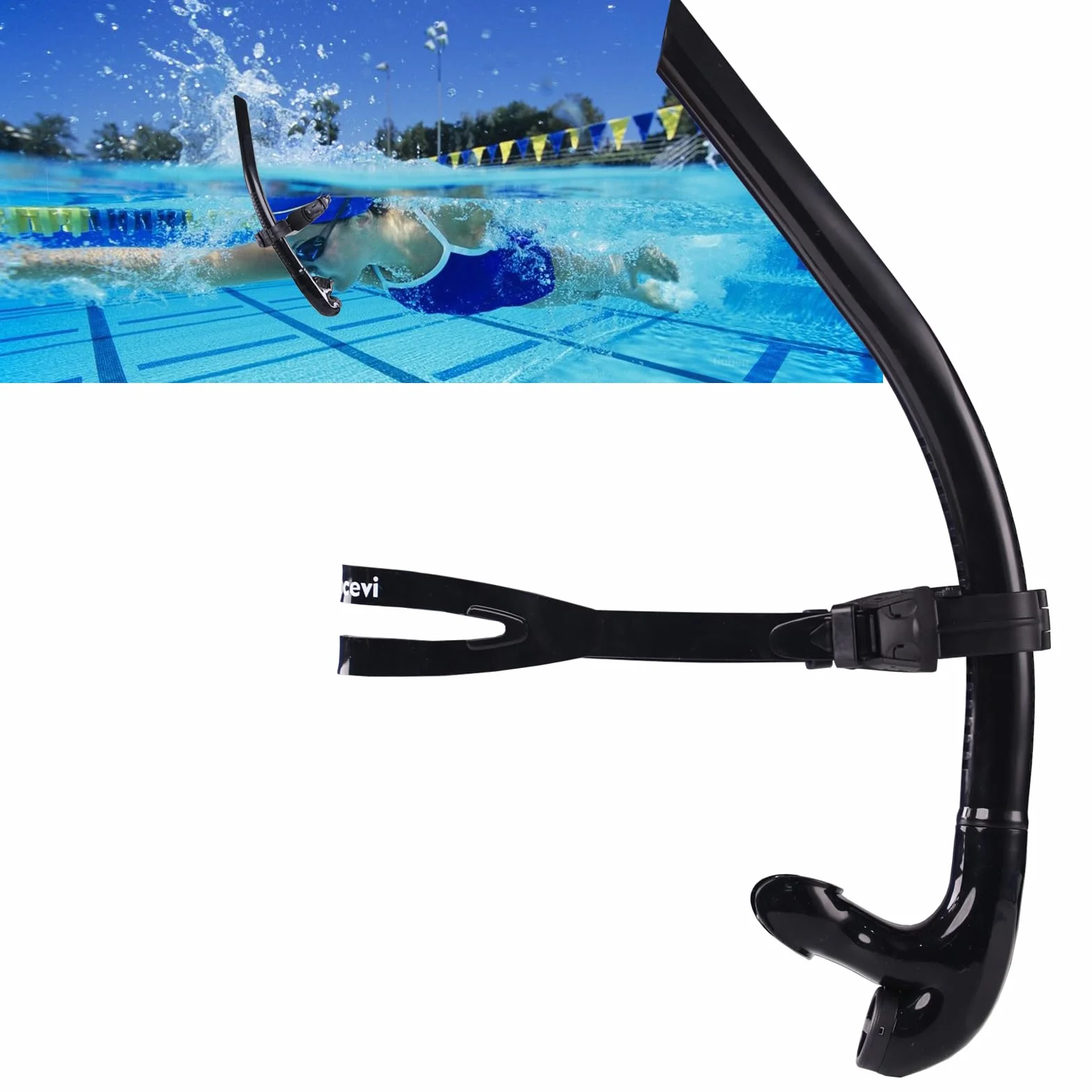 Frontale Boccaglio da per Il Nuoto, Attrezzatura per Nuotatori Adulto l'allenamento con Lo Snorkeling in Piscina, Snorkel con Montaggio Centrale, Valvola di Spurgo
