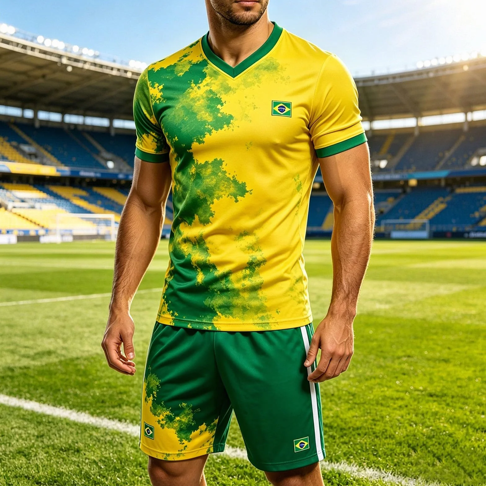 Generisch Coppa del Mondo 2026 Articolo per tifosi di calcio brasiliano vestito per adulti – Pantaloncini