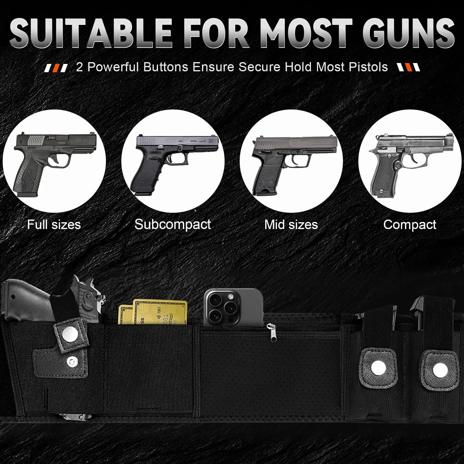 Fondina per Pistola Tattica Nascosta in Vita Regolabile Multifunzione per Glock 19 17 Ruger LCP S&W M&P Shield