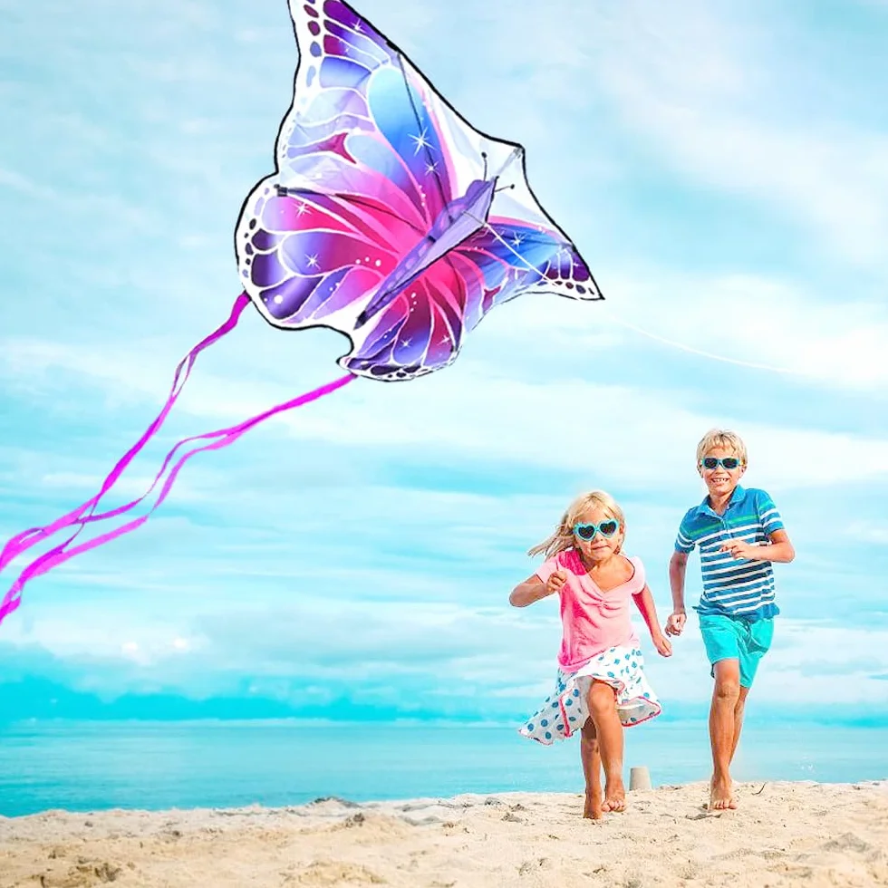 Aquilone Farfalla per Bambini e Adulti 100m, Aquiloni Colorati Facili da Far Volare