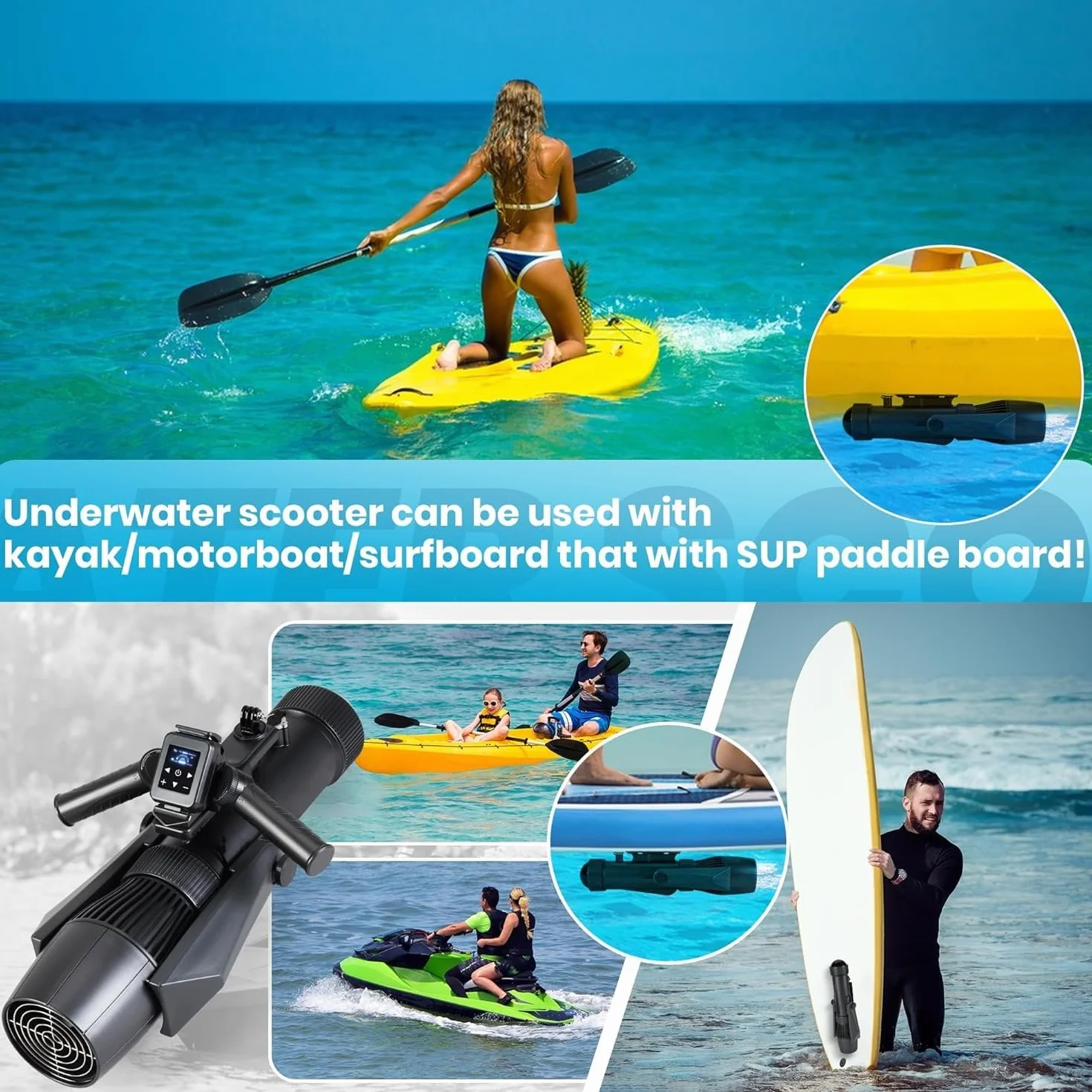 Camolech CM7-1 Pro Monopattino elettrico subacqueo 700 W, controllo del pollice, per SUP, piscina, immersioni, snorkeling
