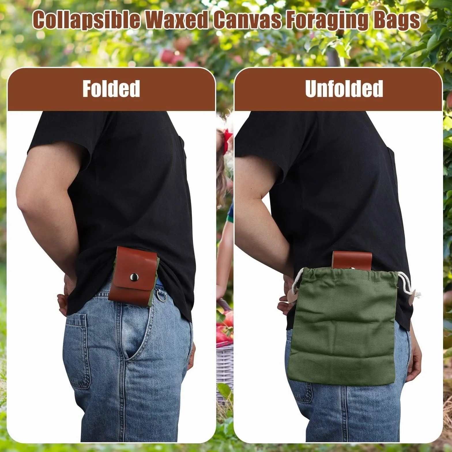 Custodia per Foraggiamento in Tela EEEKit 2 PCS Borsa da Cintura per Funghi Campeggio Escursionismo