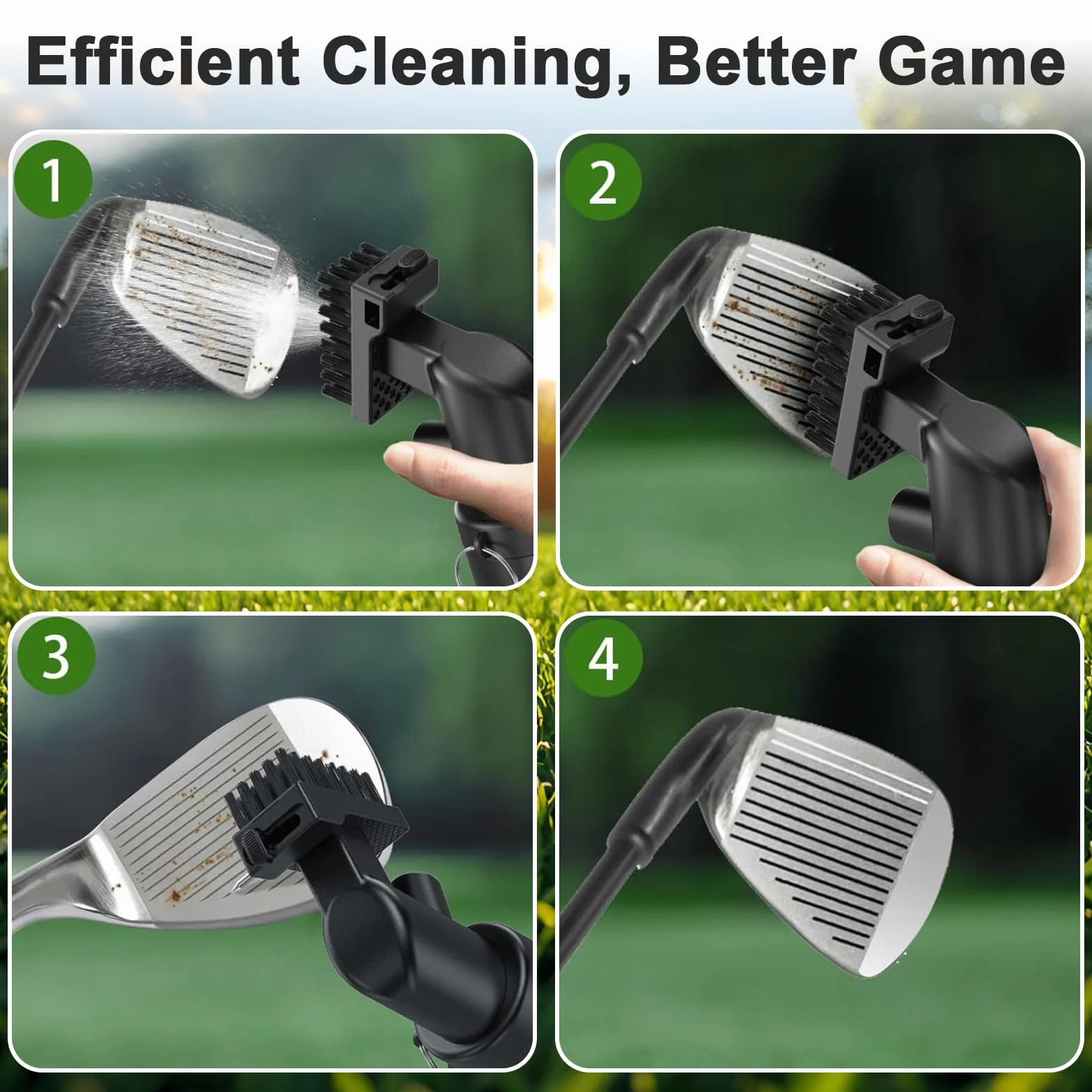 Spazzola per Pulizia Mazze da Golf con Bottiglia 118ml, Clip Fissaggio, Scanalature U e V