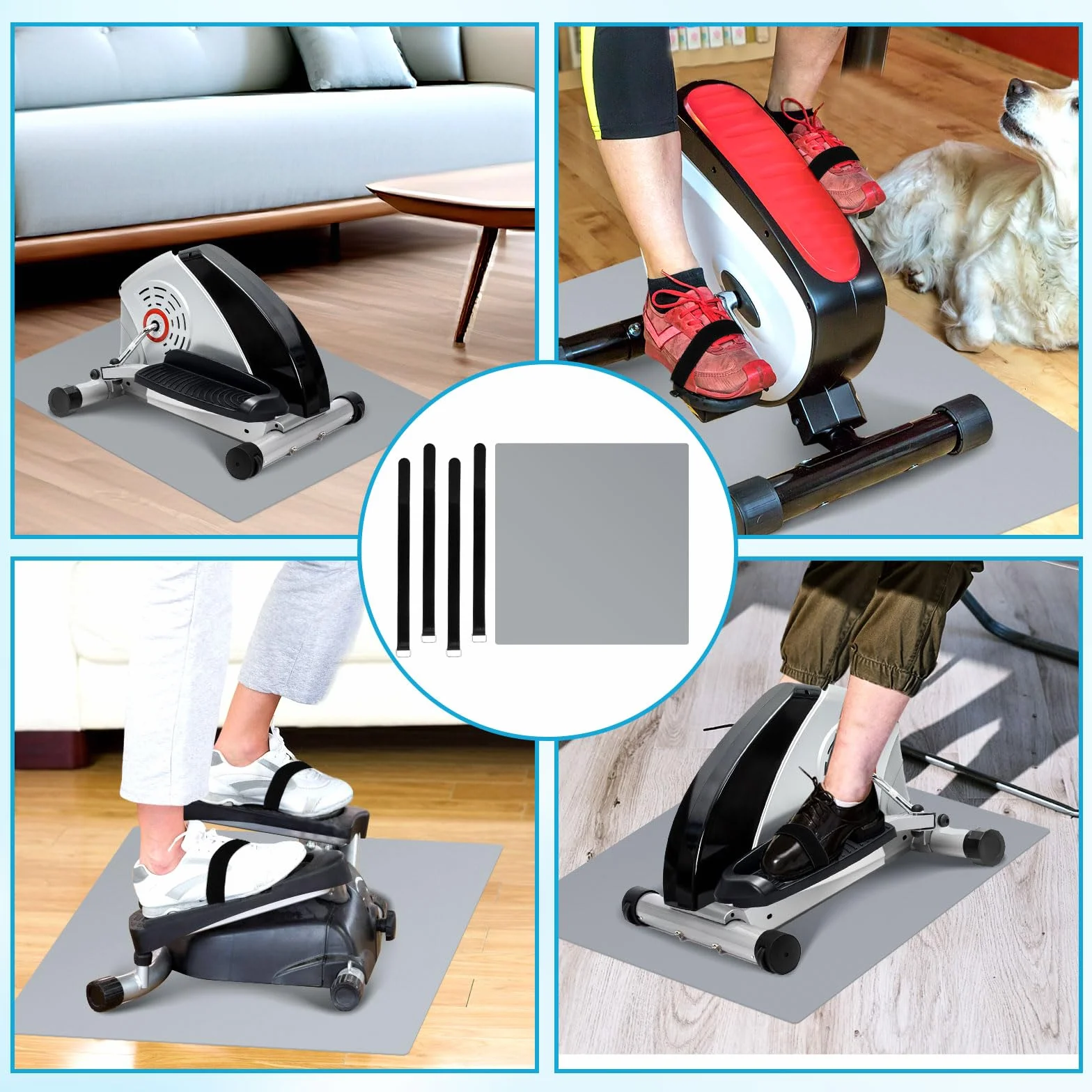 Tappetino Antiscivolo per Esercizi Gambe con Fascia 60x55 cm
