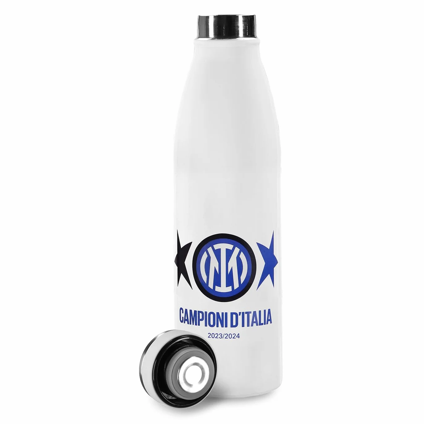 Inter - Borraccia Celebrativa 20° Scudetto 2024 Termica in Acciaio Inox, 500 ml - Mantiene Fredde le Bevande Fredde per 24 Ore e Calde per 12 Ore Prodotto Ufficiale FC Internazionale Milano