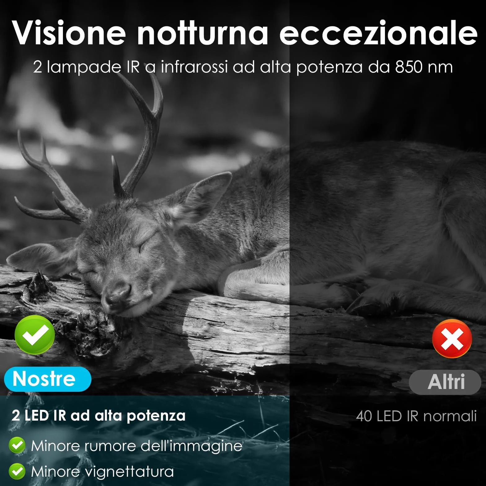 WOLFANG Fototrappola 4G 2K 48MP HD Fotocamera Caccia con Batteria 5200 mAh Infrarossi IP66