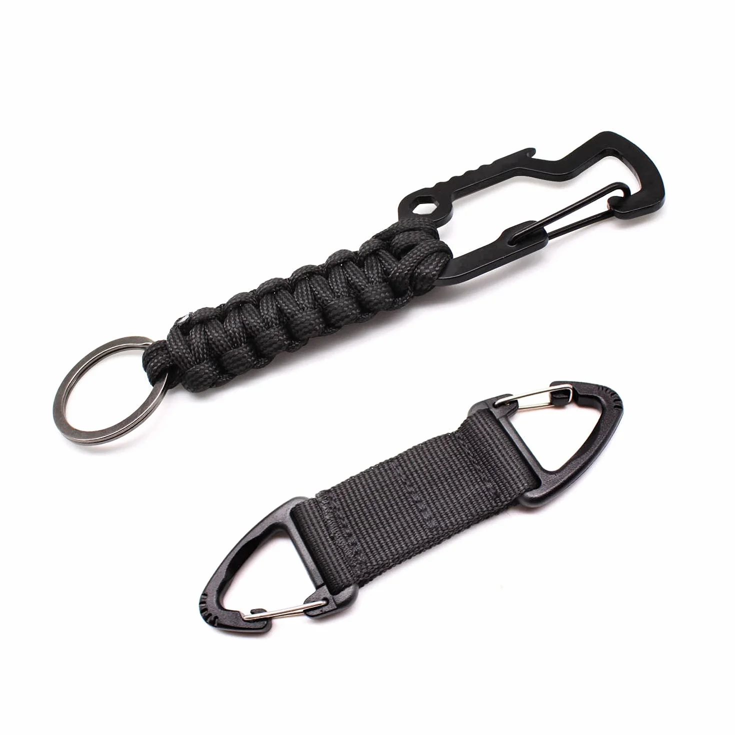 Portachiavi Paracord con Moschettone e Clip Molle per Campeggio Escursionismo Caccia Pesca