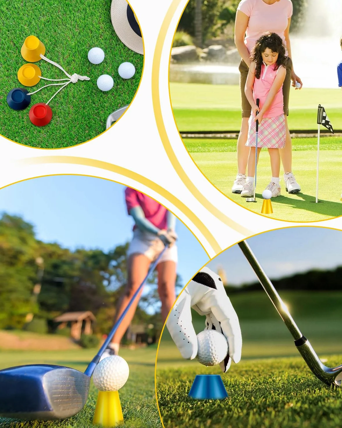 Set di 4 Tee da Golf Jumbo in Gomma, Inverno Tee Golf Gomma, Winter Golf Tee, Tees in Gomma Jumbo da Golf,per Clima Freddo, Campo da Golf, Uso Quotidiano, Interni, Esterni