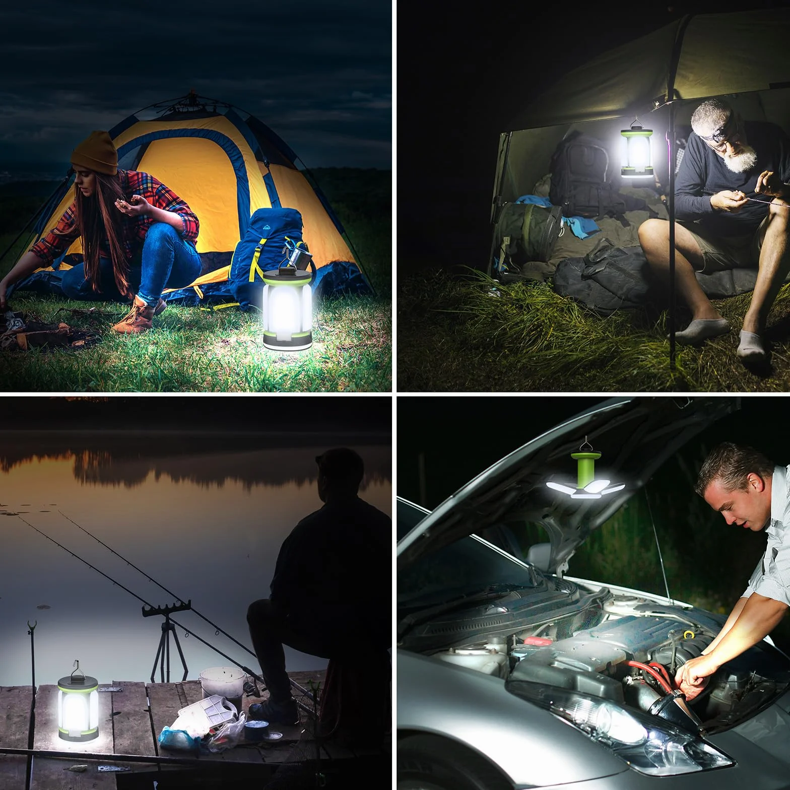 Blukar Lampada Campeggio Ricaricabile 60 LED Super Luminoso Luce Campeggio Portatile 7 Modalità Lunga Durata