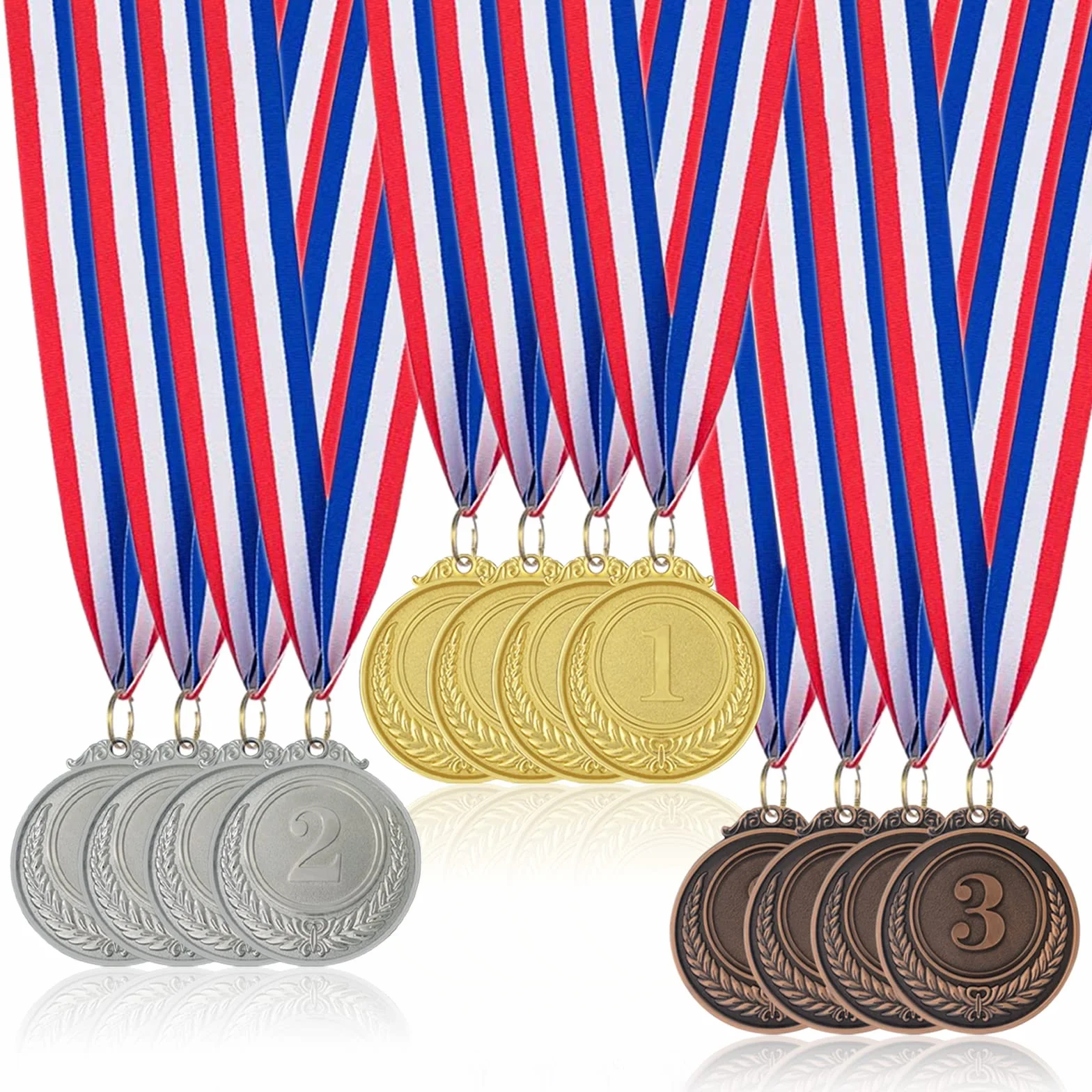 Donrime Medaglie Premiazioni Metallo 12 Pezzi Oro Argento Bronzo per Bambini Adulti