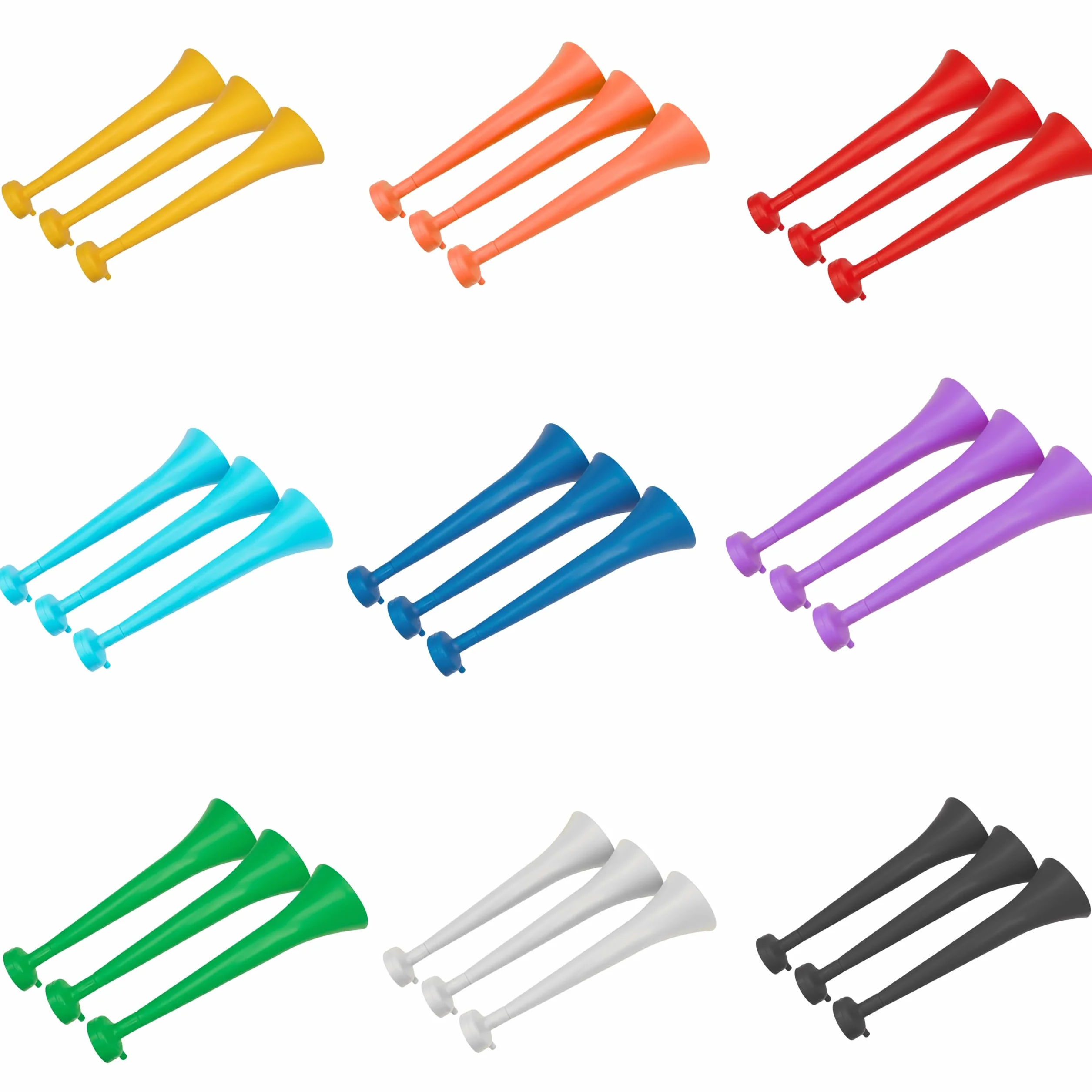 Vuvuzela Colorate Confezione da 3 - Accessori per Feste e Sport Staccabile (Nero)