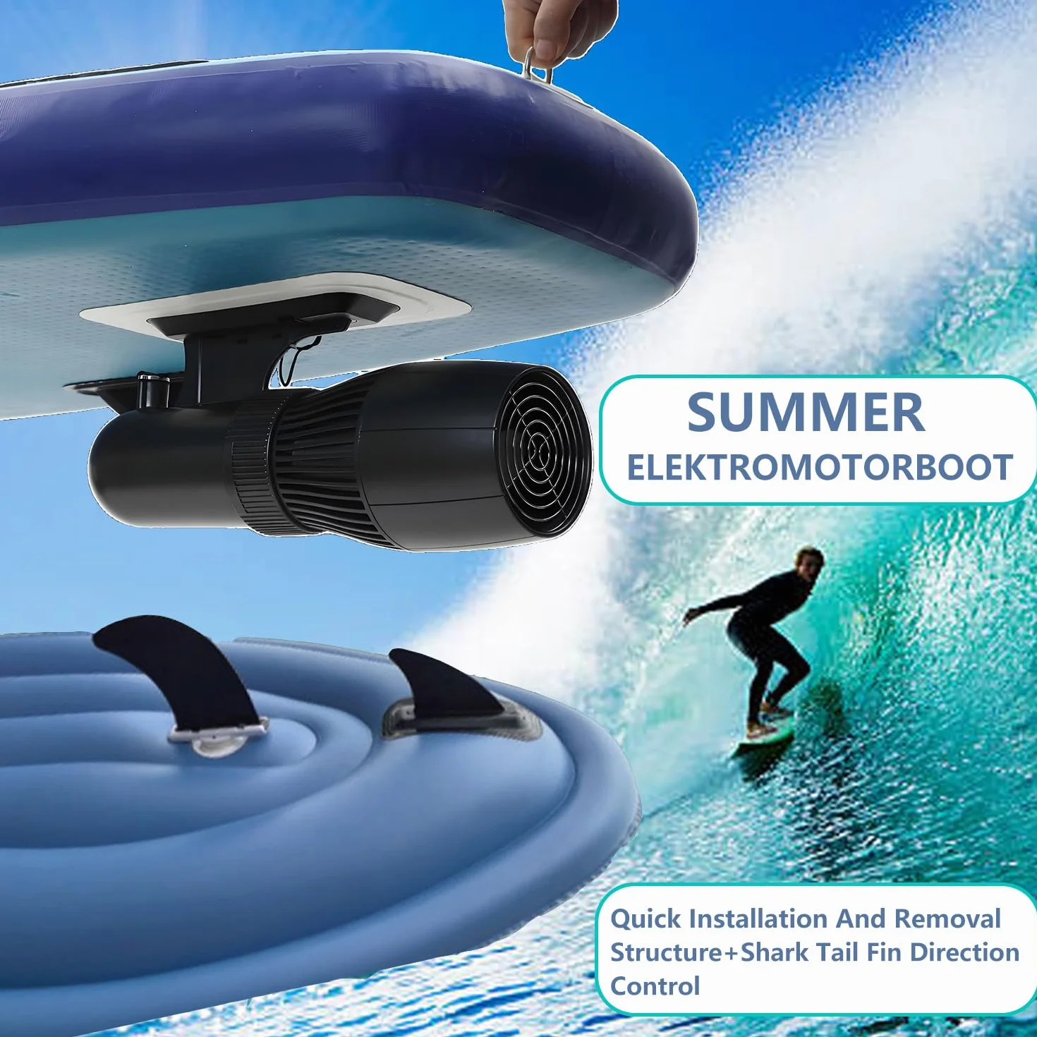 Set Moto d'Acqua Gonfiabile 700 W Batteria Rimovibile per Adulti 330 libbre con Borsa Porta-elica