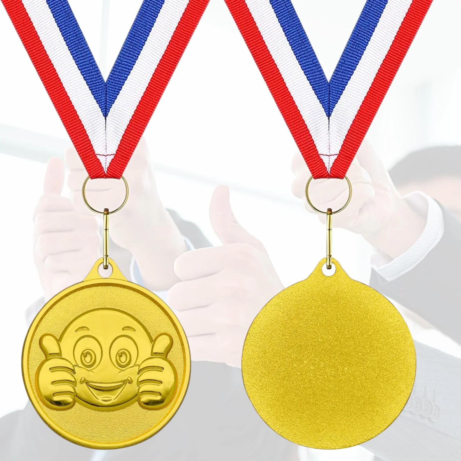 Donrime Medaglie per bambini 12 pezzi metallo dorato con collana feste sportive compleanni calcio torneo