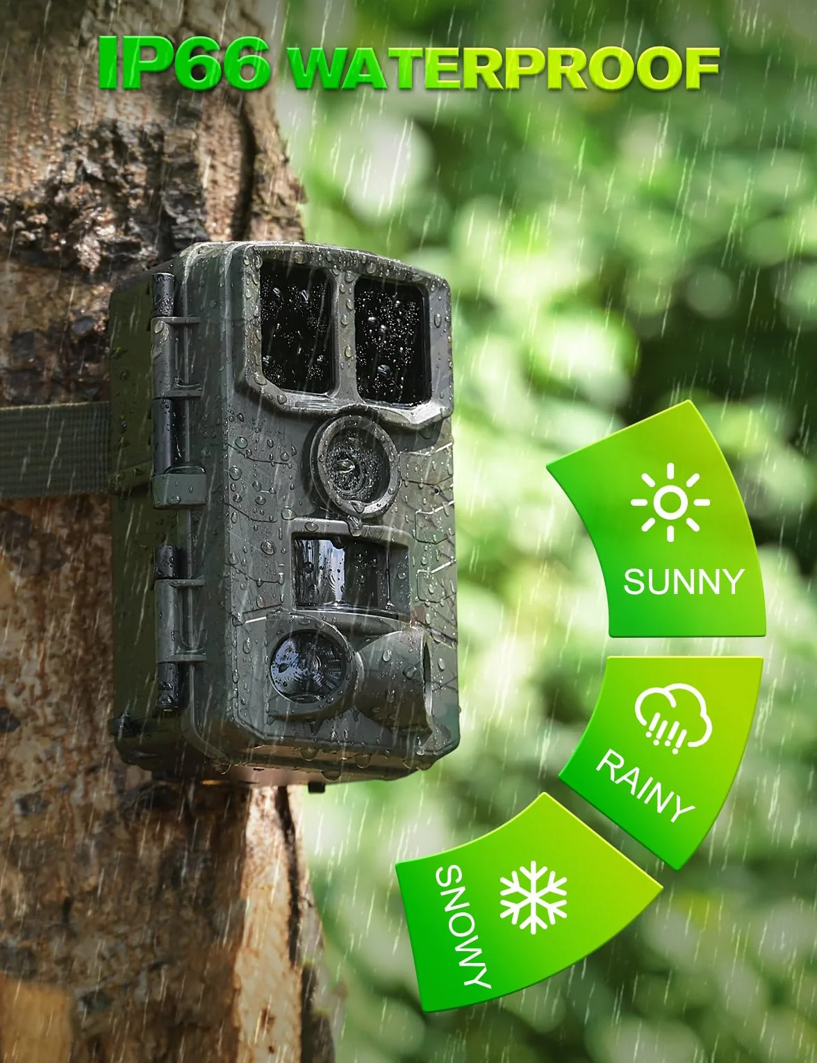 Coolifepro Fototrappola 4K 60MP Infrarossi Invisibili 120° IP66 850nm IR LED con Scheda SD 32GB