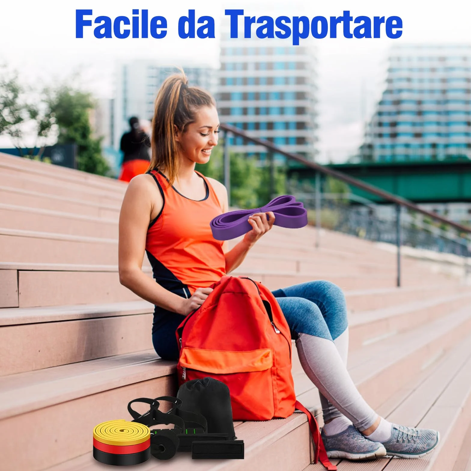 Fokky Elastici Fitness 4 Livelli Resistenza con Ancoraggio Porta, Maniglie e Cover Protettiva