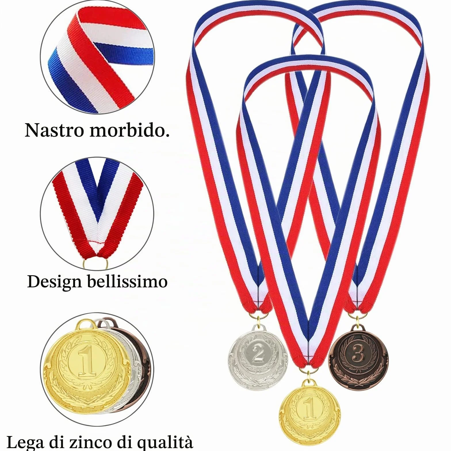 Medaglie Premiazioni Metallo 12 Pezzi per Bambini Adulti Trofeo Vittoria Sport Festa Compleanno