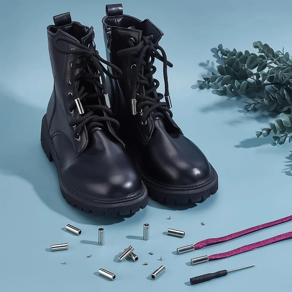 PH PandaHall Lacci per Scarpe Punte per Lacci delle Scarpa In Metallo Aghi per Estremità a Scollo Aghi per Laccio per Felpe con Cappuccio Fibbie con Viti per Scarpa Ginnastica Stivali