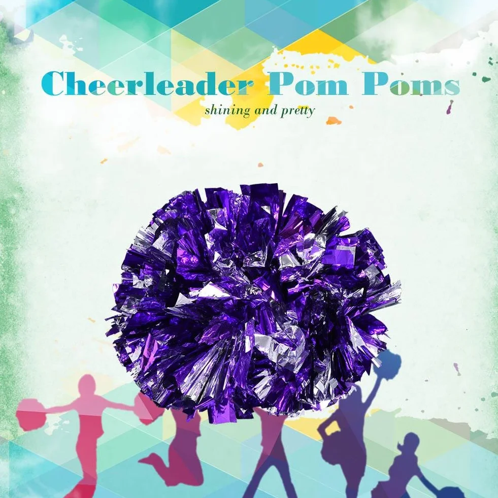 Pompon Aerobici Leggeri e Resistenti Argento e Viola per Danza Sportiva