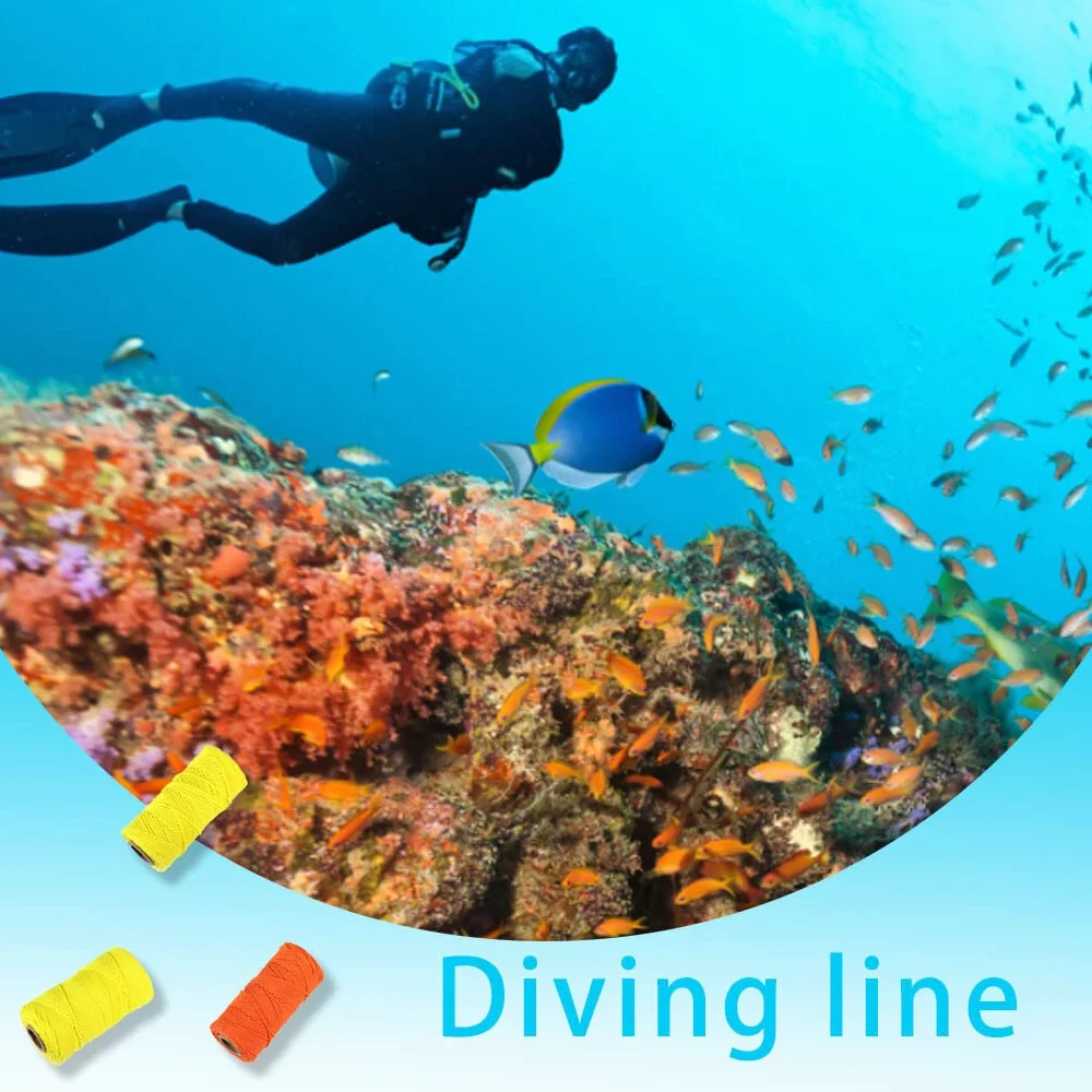 Cinghia portante per corda da immersione, 46 m, Giallo, Antiruggine