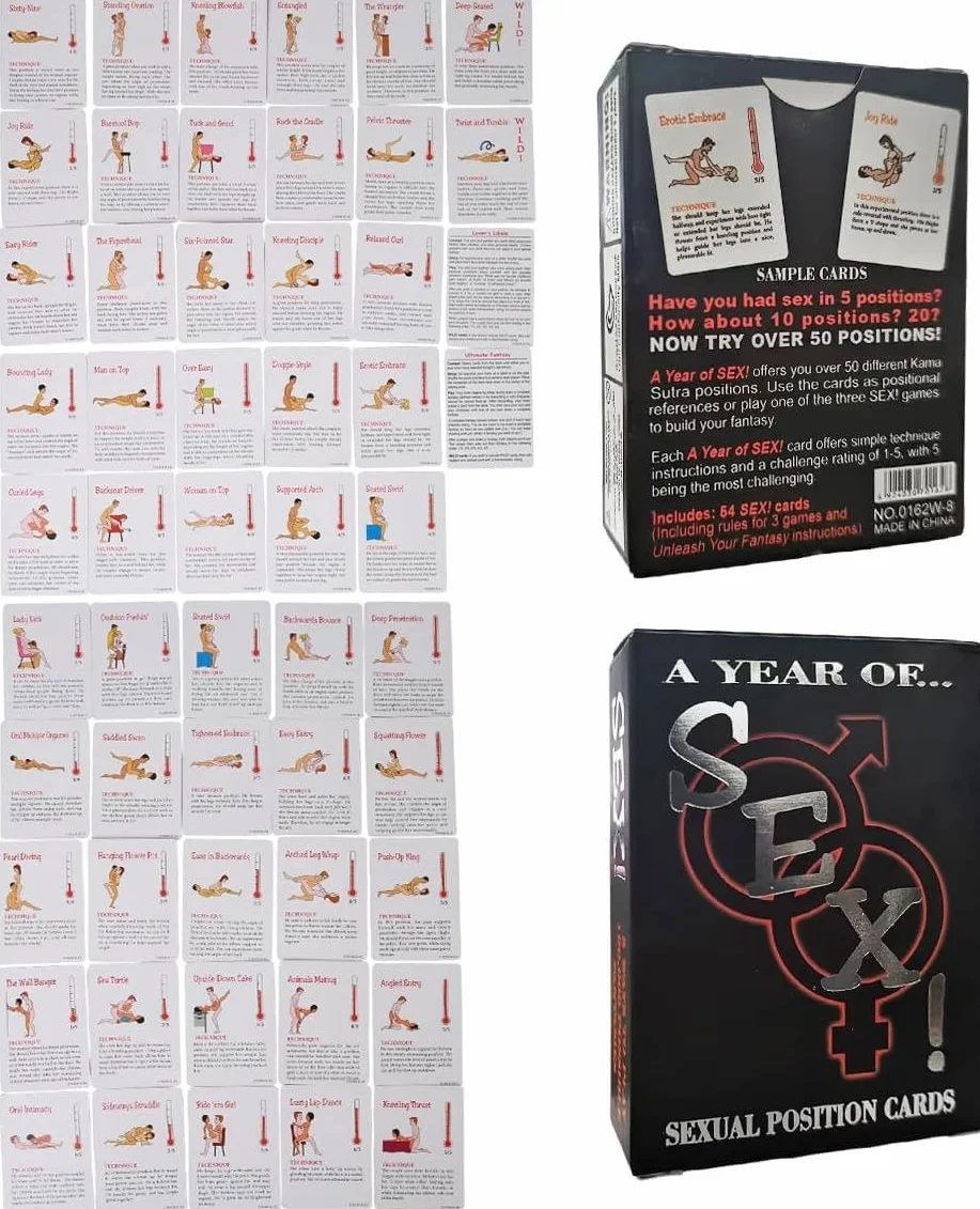Un mazzo di 50 carte da gioco pọkèr con le posizioni del kamasutra ṣëxy- Gioco da Tavolo per Adulti - Regalo per la Coppia.