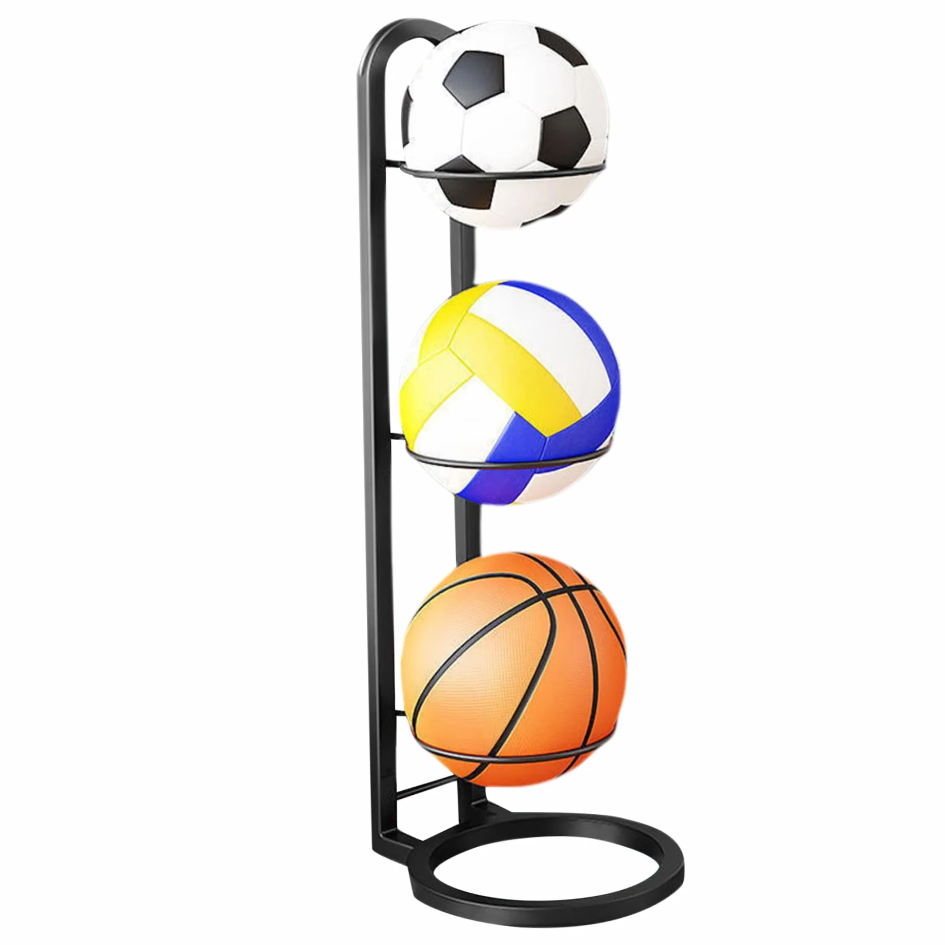 Porta da Basket in Acciaio a 3 Strati, Supporto a Sfera Verticale per Display da Casa