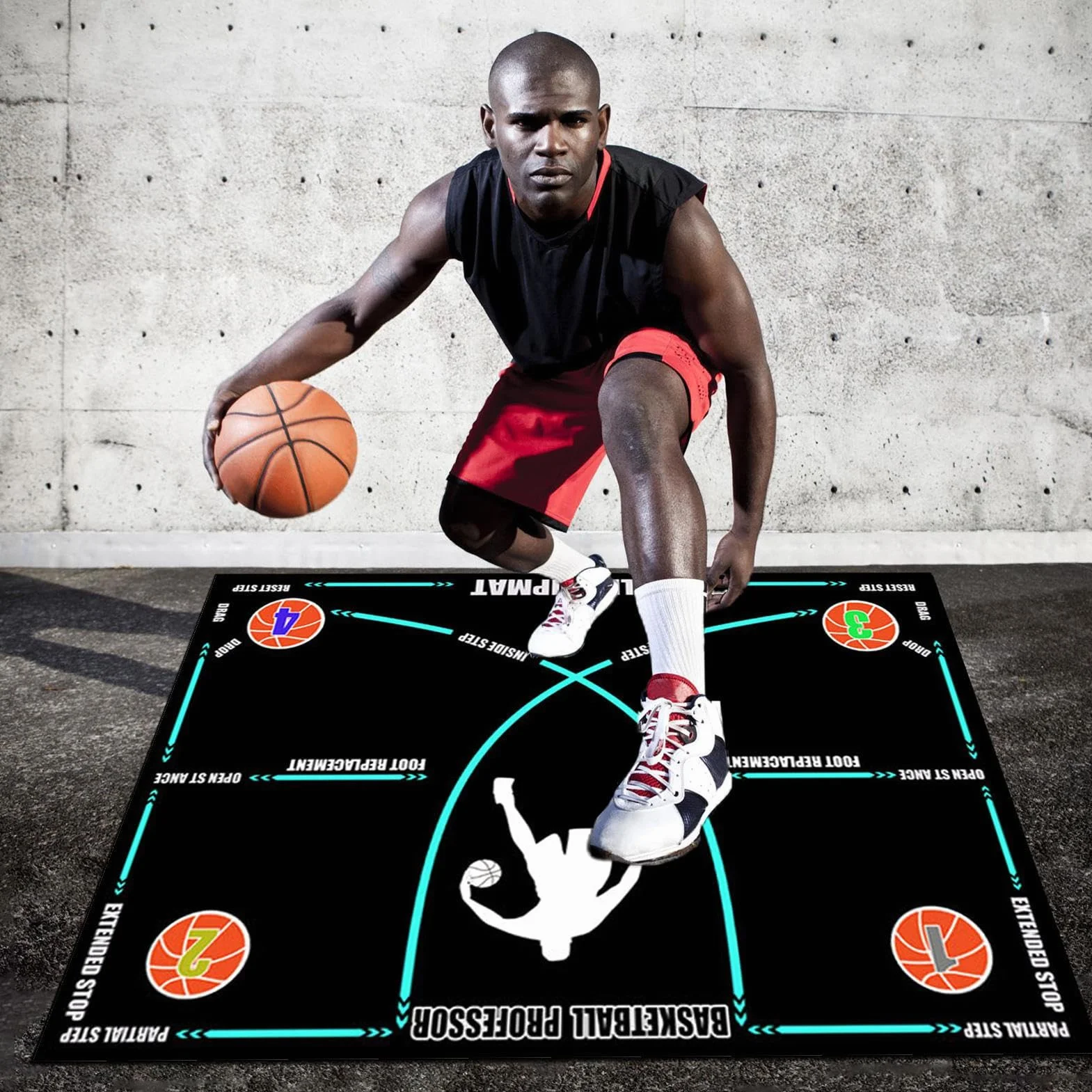 Tappetino da Basket Antiscivolo per Allenamento Agilità 120x86cm