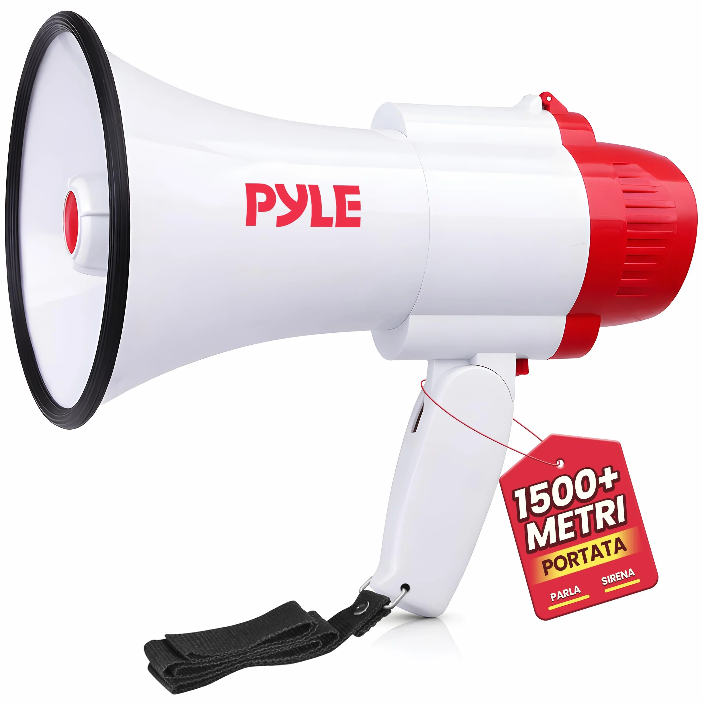 Pyle Megafono Portatile PA con Sirena Integrata, 30 Watt, 240 Metri