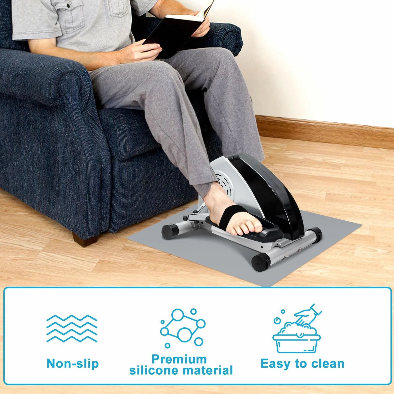 Tappetino Antiscivolo per Esercizi Gambe con Fascia 60x55 cm