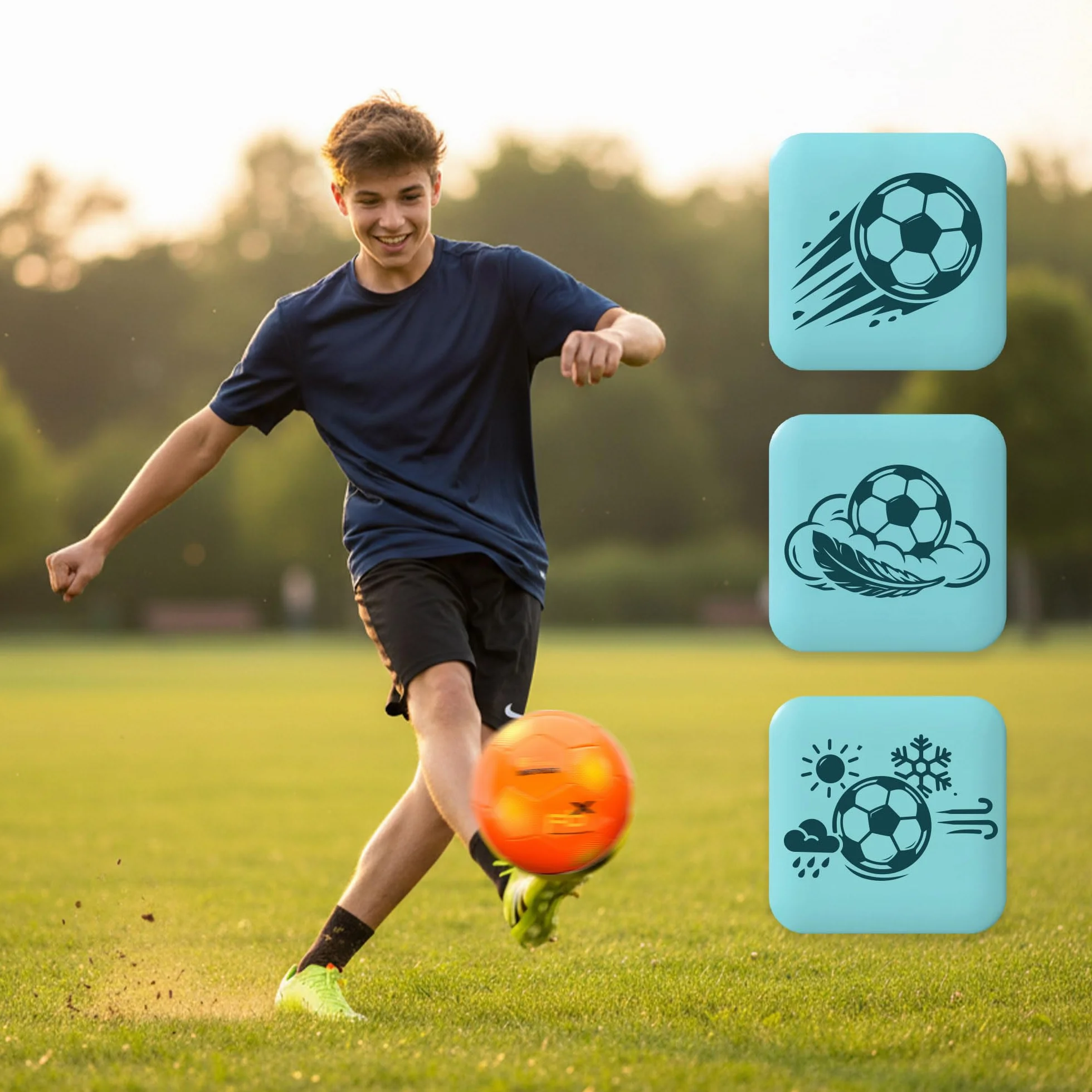 Meteor Pallone da Calcio Cucito per Bambini Adolescenti e Adulti 5 4 3 1 Dimensioni e 4 Colori