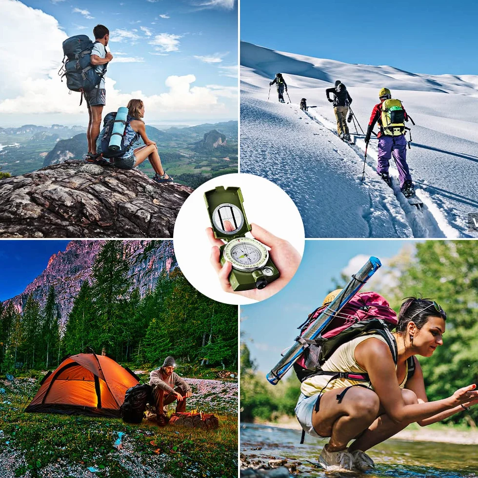 Bussola Professionale Militare Multifunzione Impermeabile Luminosa per Campeggio Trekking All'aperto
