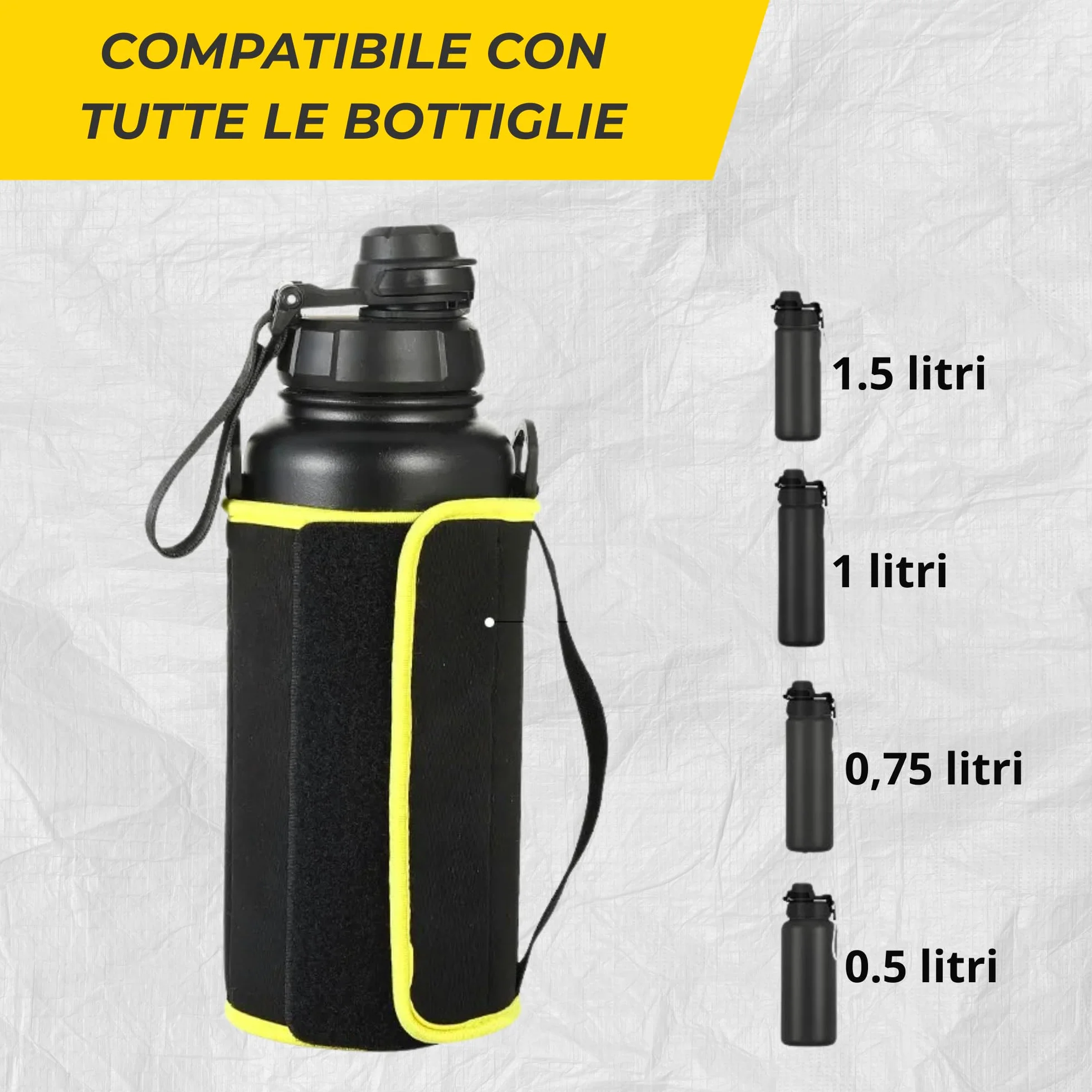 Borsa Magnetica Palestra Snapfit Magnetic Bag Custodia Termica Neoprene per Bottiglia d'Acqua con Tracolla e Porta Cellulare