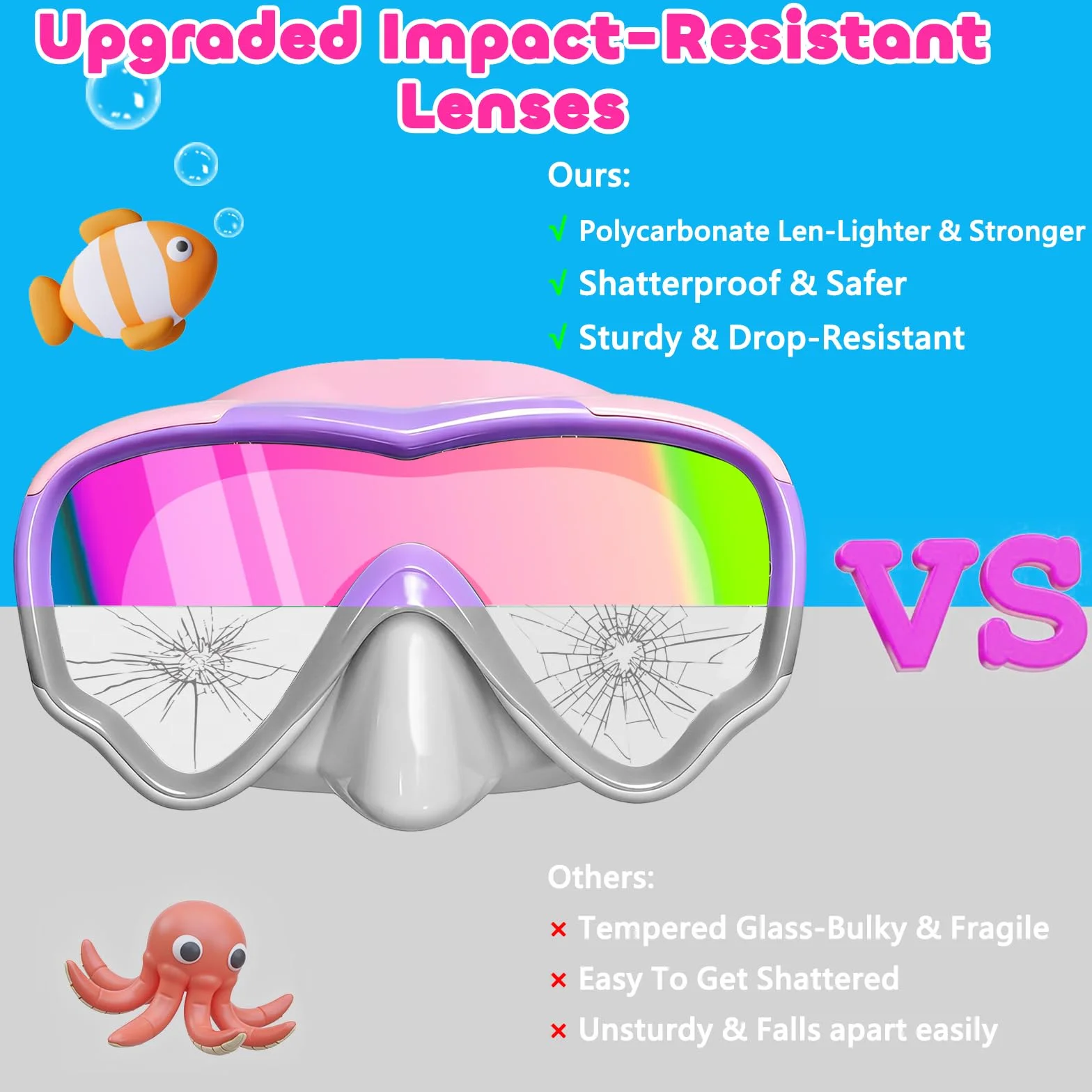 Occhialini Nuoto Bambini con Protezione UV e Cinturino in Tessuto Morbido, MOMUSE Occhialini Piscina Bambino con Copertura per il Naso 3D, Maschera Snorkeling per Bambino Bambina 3-14 Anni