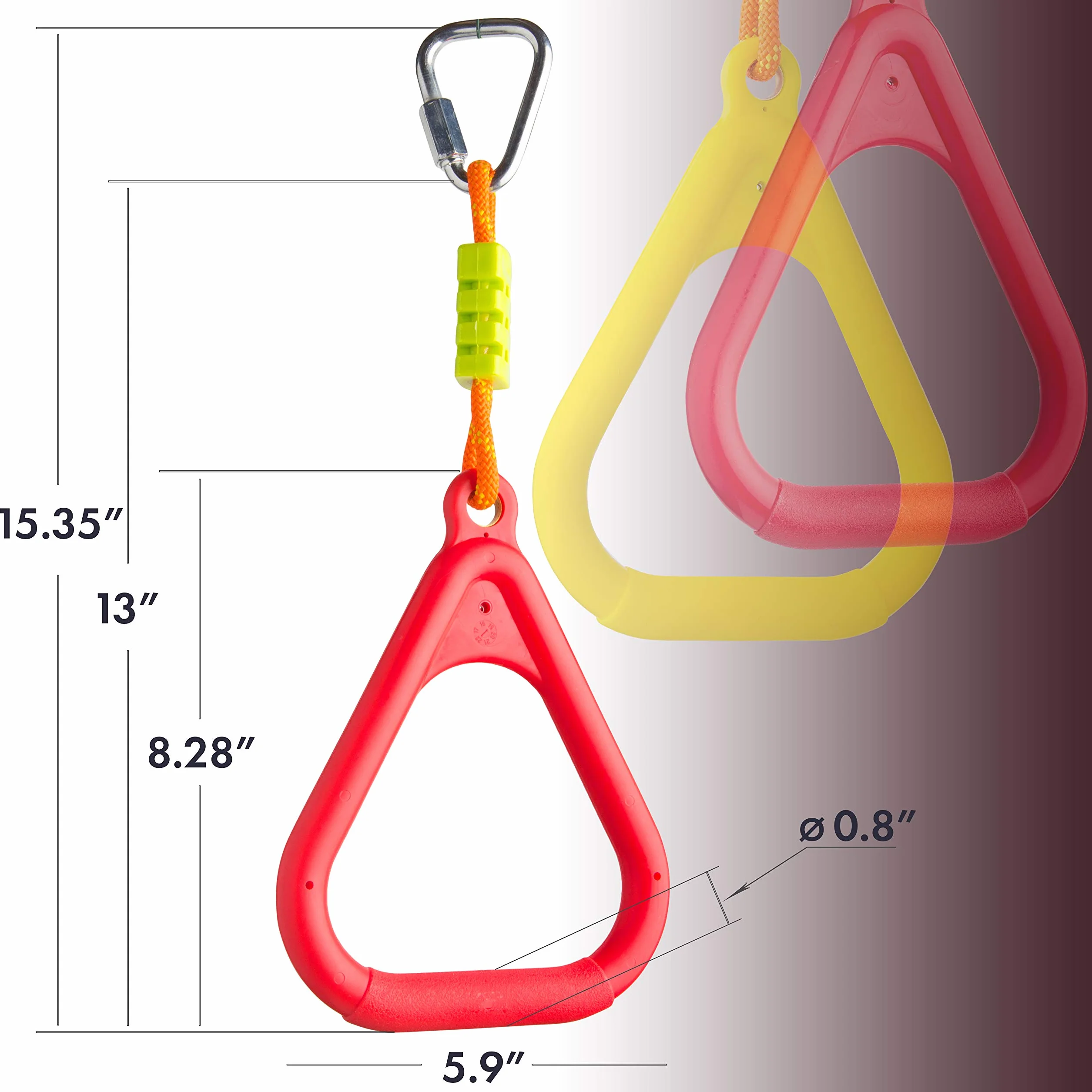 Cateam Ninja slackline Accessori Anelli per ginnastica triangolare Set di 2 con moschettoni