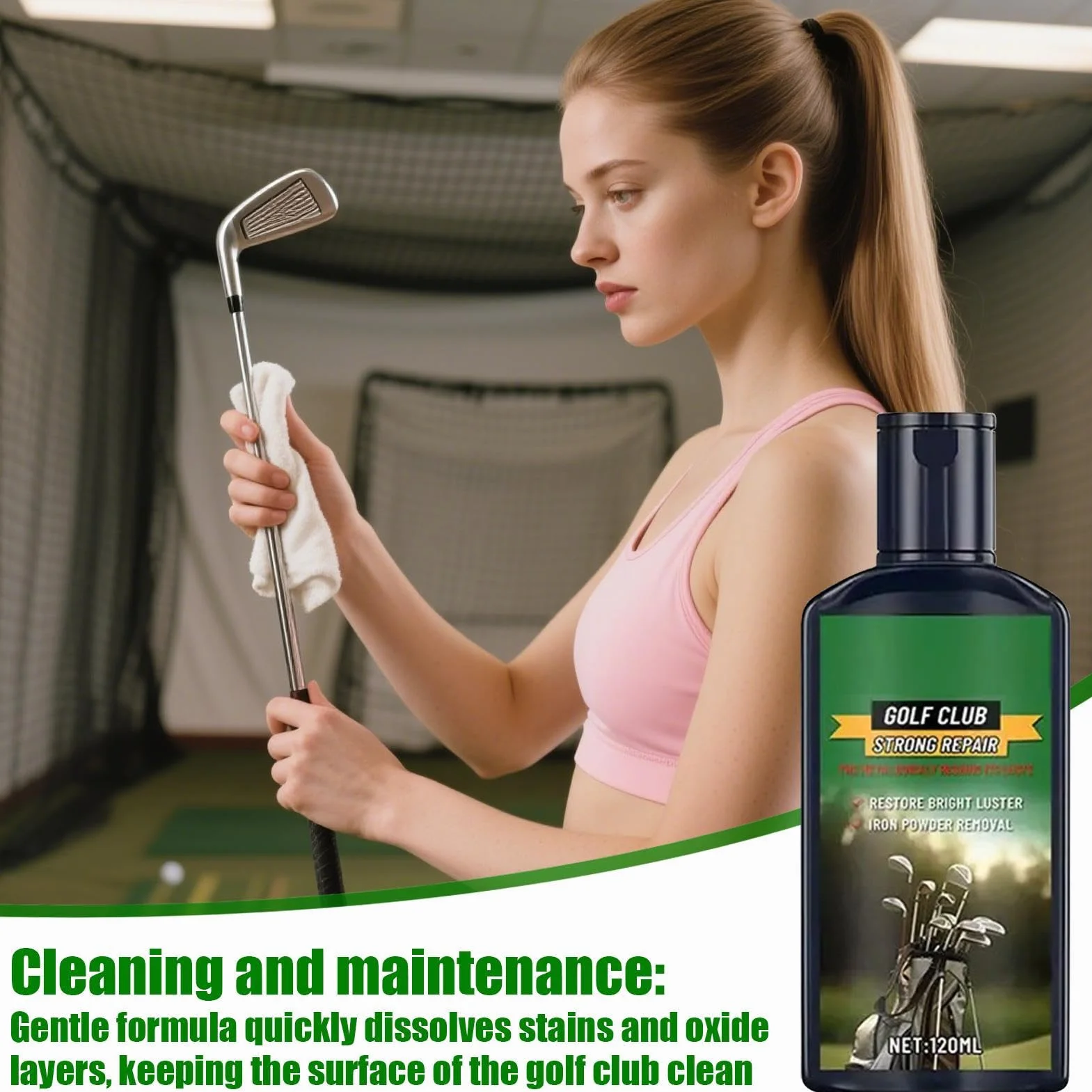 Kit Pulizia Mazze Golf Rimuovi Ruggine Pasta Rimozione Graffi 120ml Spugna Lucidatura Rame Metalli