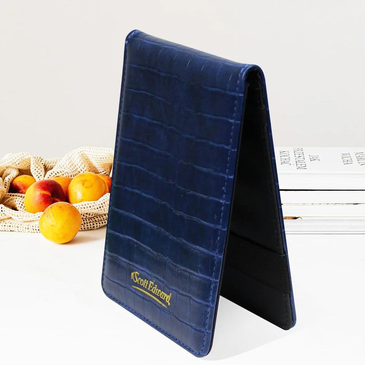Scott Edward Golf Scorecard Cover Leather Holder Impermeabile Morbido Grigio/Nero/Blu/Arancione