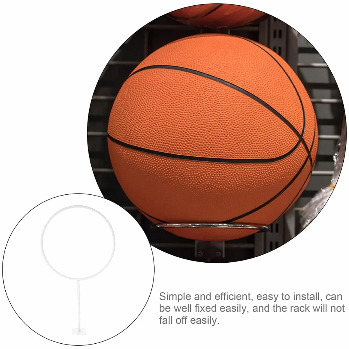 Supporto da Parete per Palloni 2 Pezzi in Ferro, Espositore per Basket e Calcio