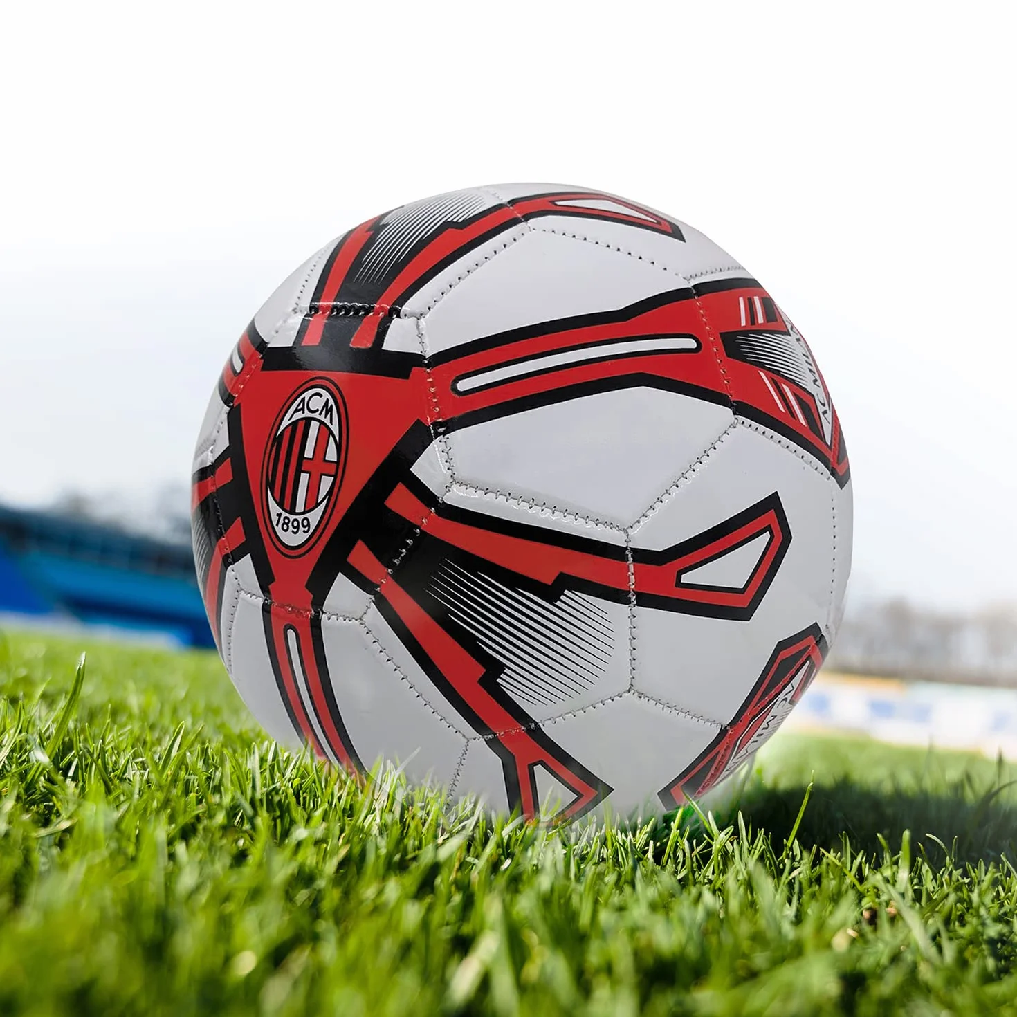 Pallone da Calcio Cucito A.C. MILAN Ufficiale Misura 5 Rosso Nero 300g