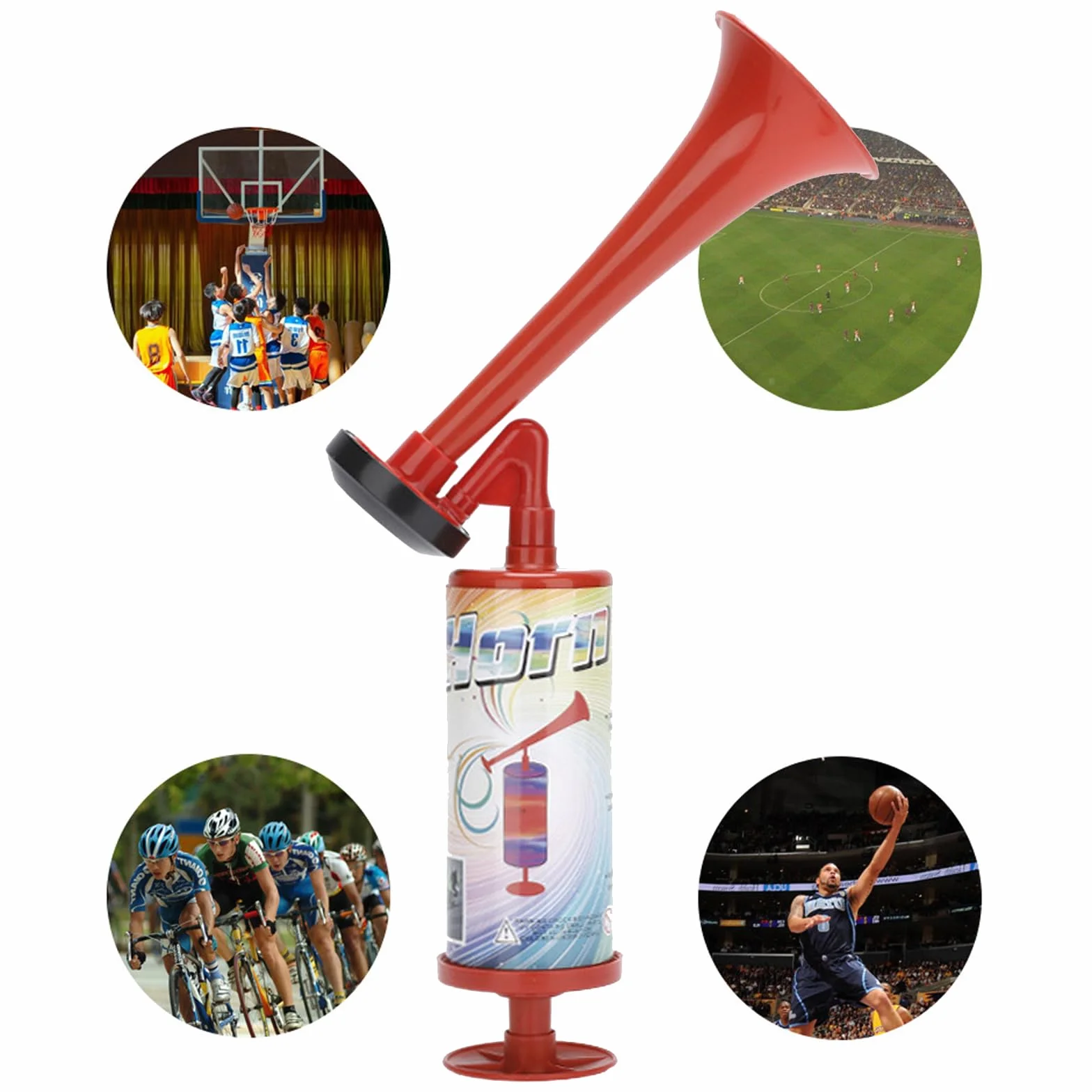 Tromba Manuale da Stadio Fanfara Alta Pressione d'Aria Pompa Portatile Corno Compresso Calcio Misura Grande