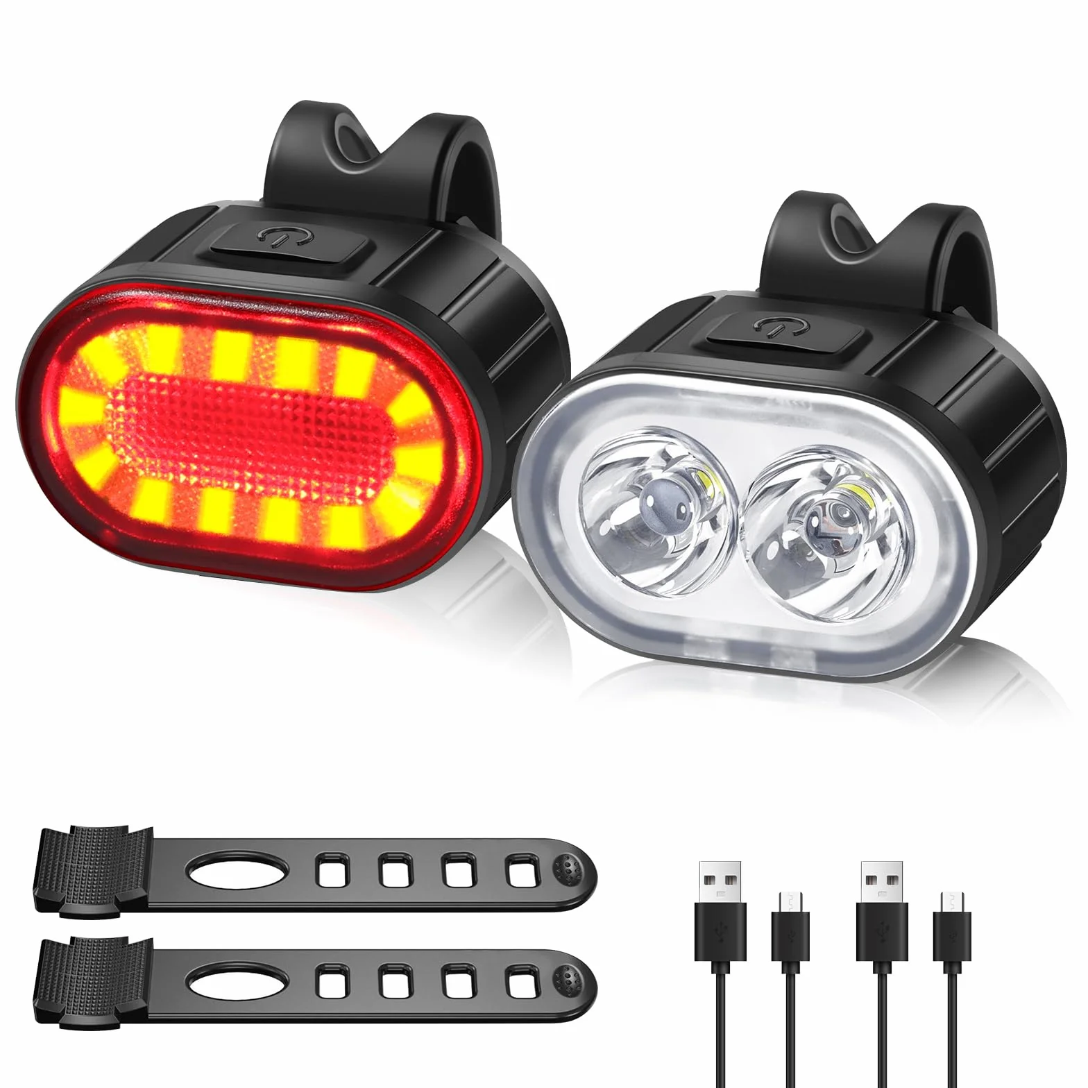 Oderra Luci Bicicletta LED Anteriore e Posteriore USB Ricaricabile IPX4 Impermeabile 4/6 Modalità per MTB Bici Skateboard