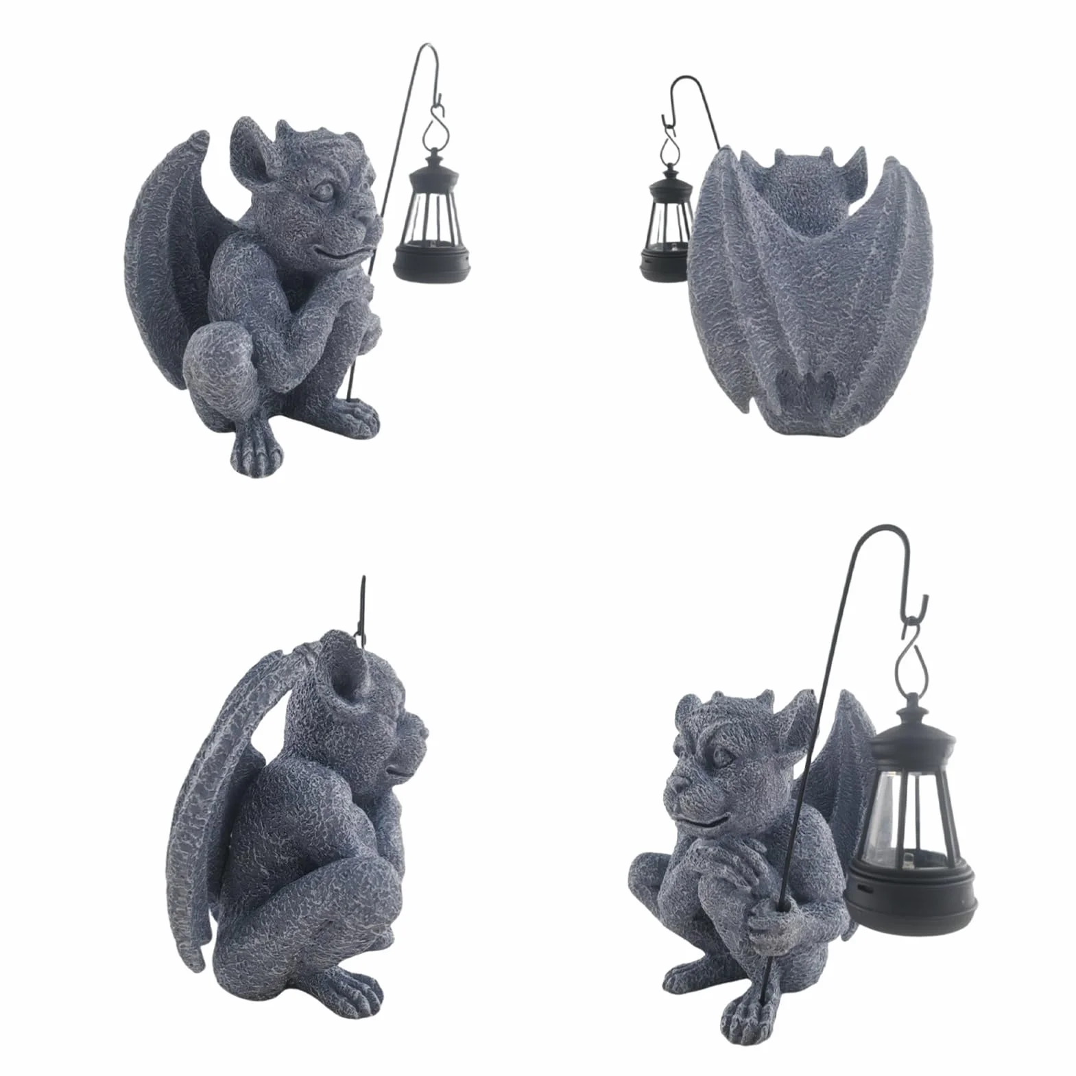 BestAlice Statua del Gargoyle, Statuetta Scultura del Guardiano del Giardino con Luce, Statua Gotica per Interni Ed Esterni da Giardino, Statua della Decorazione Gotica del