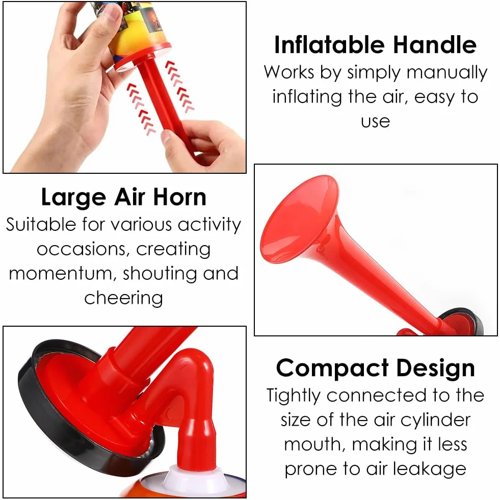 Cerioll Tromba da Stadio, Trombetta da Stadio Manuale, Air Horn per Partite di Calcio, Air Horns Signalhorn, per Partite di Calcio, Eventi Sportivi, Celebrazioni, Rosso