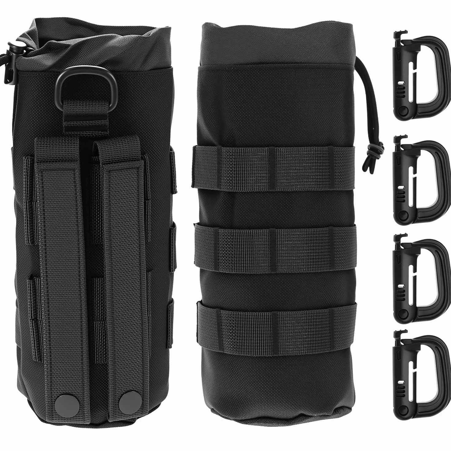 Borsa Porta Borraccia Tattica 2 Pezzi QWORK 24x10 cm Resistente all'Acqua per Escursionismo Ciclismo Sport All'aperto