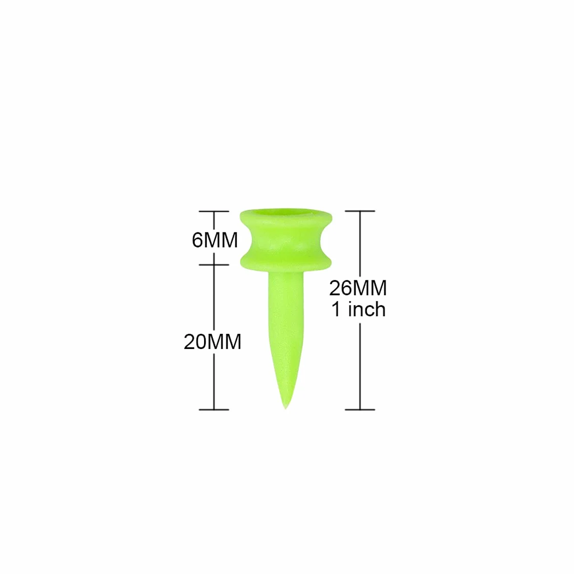 T da golf in plastica, 25 mm, colore: verde, 2,5 cm