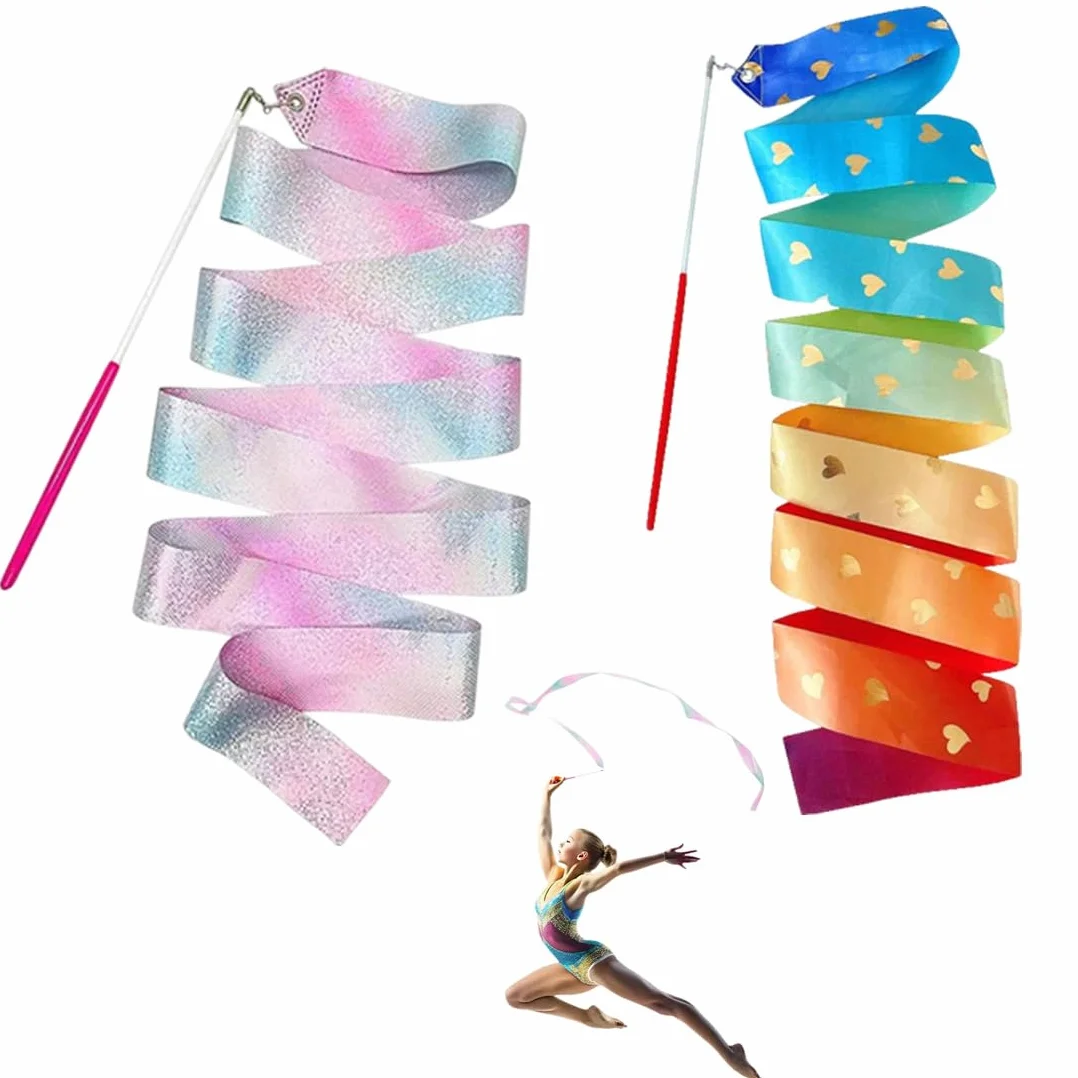 Nastri per danza ritmica 200 cm per bambini ginnastica bacchetta twirling